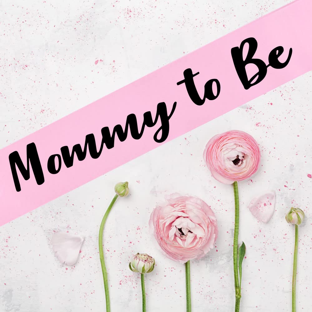 "Mommy to be " mamá to be sash para baby shower, banda de baby shower para parrilla, marco rosa - Faja de mamá con hermosa cinta rosa y texto de aluminio negro, revelación de género ideal, baby