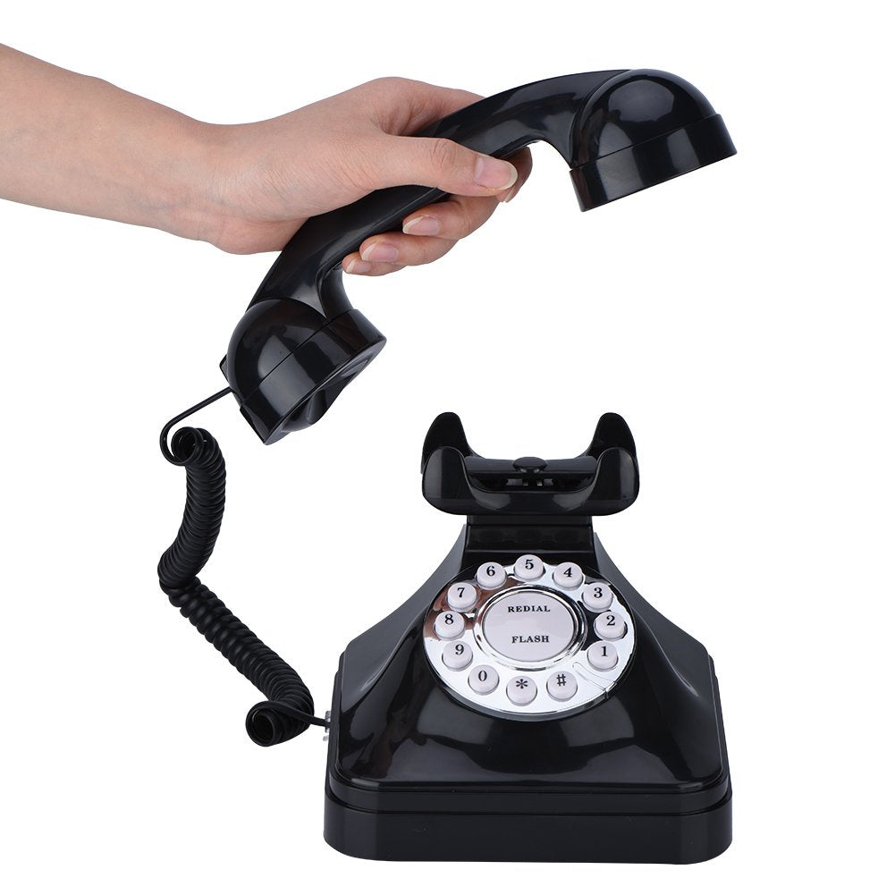 Naroote Vintage Negro Multifunción Plástico Teléfono de casa Retro Wire Teléfono Fijo WX-3011