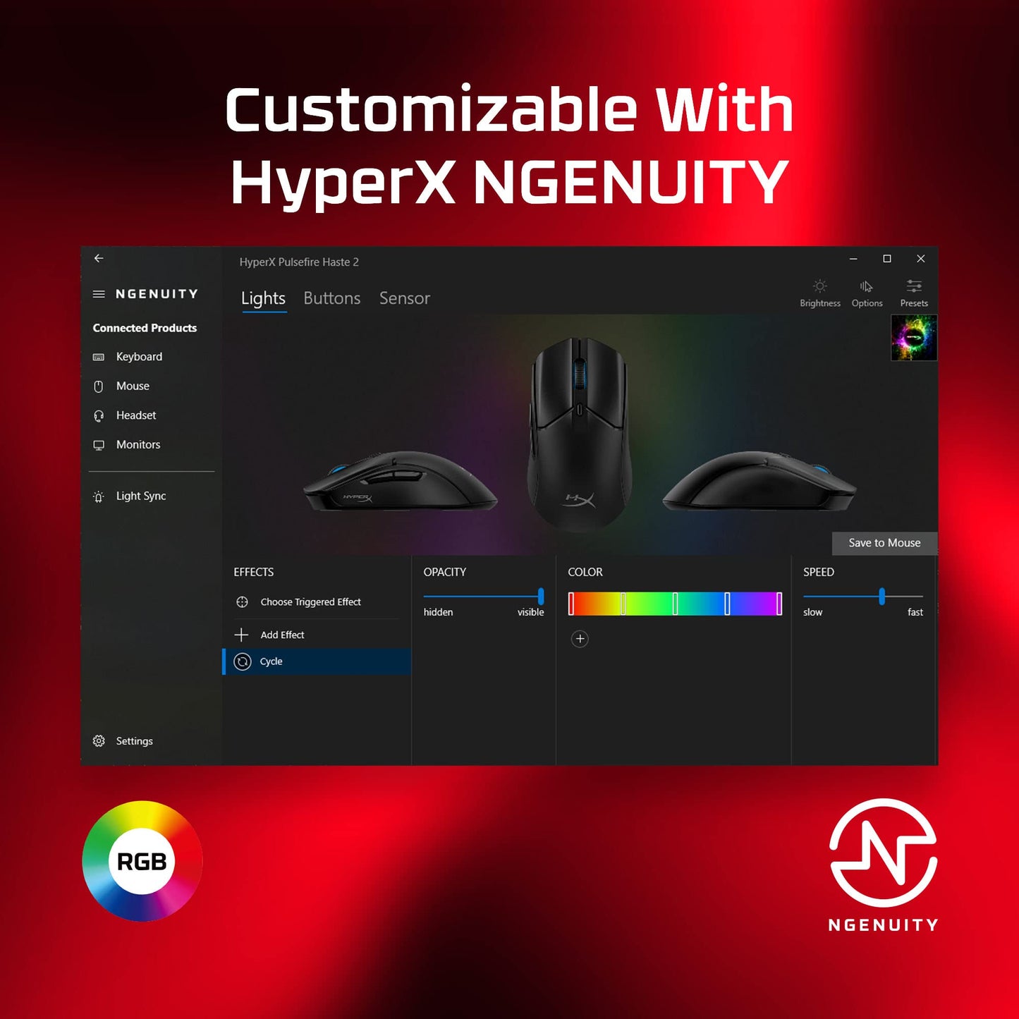 HyperX Pulsefire Haste 2 - Mouse para Juegos con Cable, Ultraligero, 53 g, frecuencia de sondeo de 8000 Hz, Sensor de precisión, Cable Hyperflex 2, Plug and Play, Color Negro