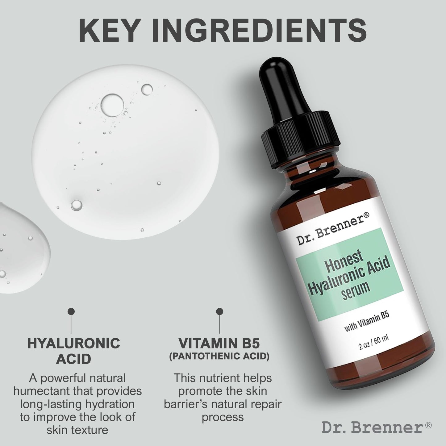 Sérum Dr. Brenner Ácido Hialurónico Puro Antienvejecimiento e Hidratante con Vitamina B5