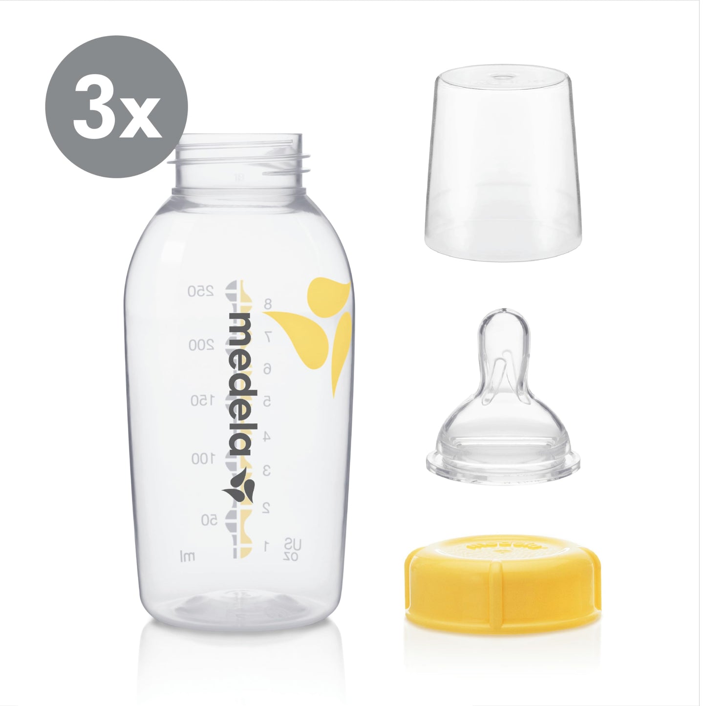 Biberones Medela Set de 3 Botellas con Tetinas de Flujo Medio