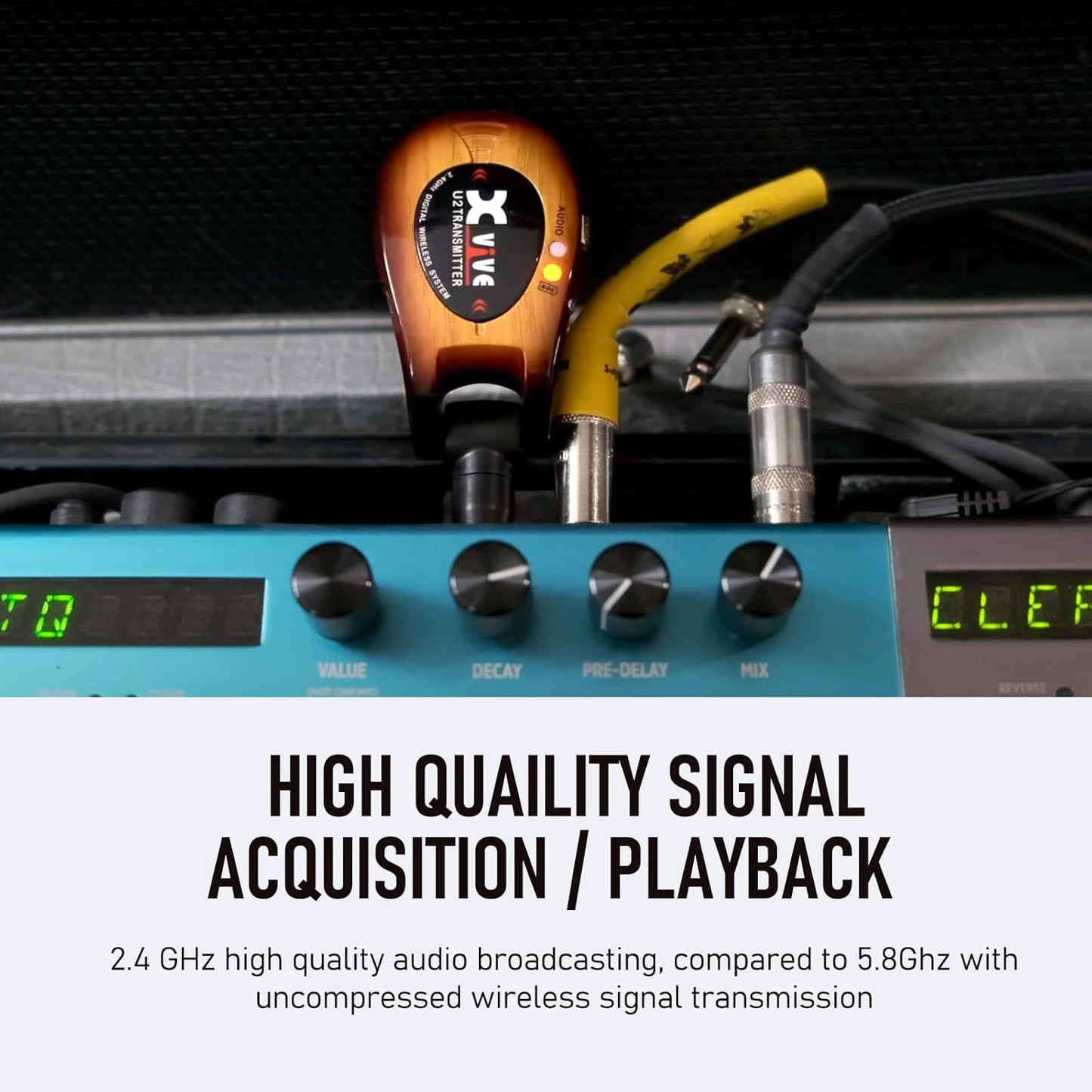 Xvive U2 Sistema de guitarra inalámbrico 3 tonos Sunburst 2.4 GHz Transmisor y receptor para guitarra eléctrica bajo teclado violín