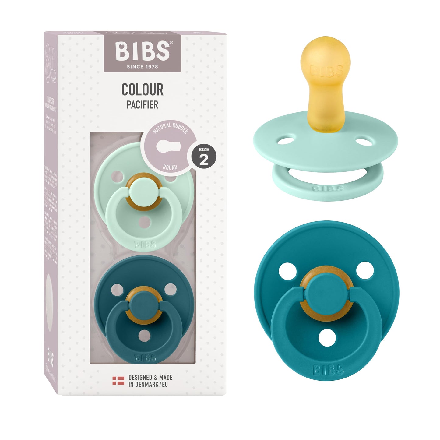 BIBS 5713795221554 PACIFIER, Nordic Mint/Forest Lake, 2 piezas