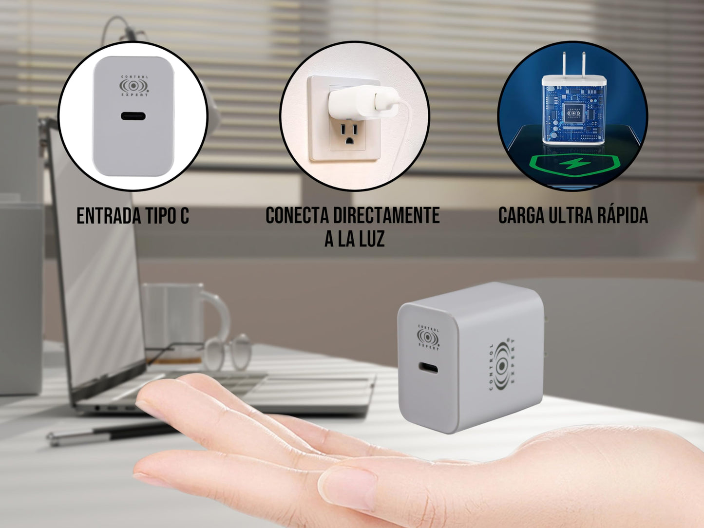 CONTROL EXPERT Cargador Carga Ultra Rápida para iPhone 3A 20W Cable de 1 Metro USB a Lighntning (BLANCO)