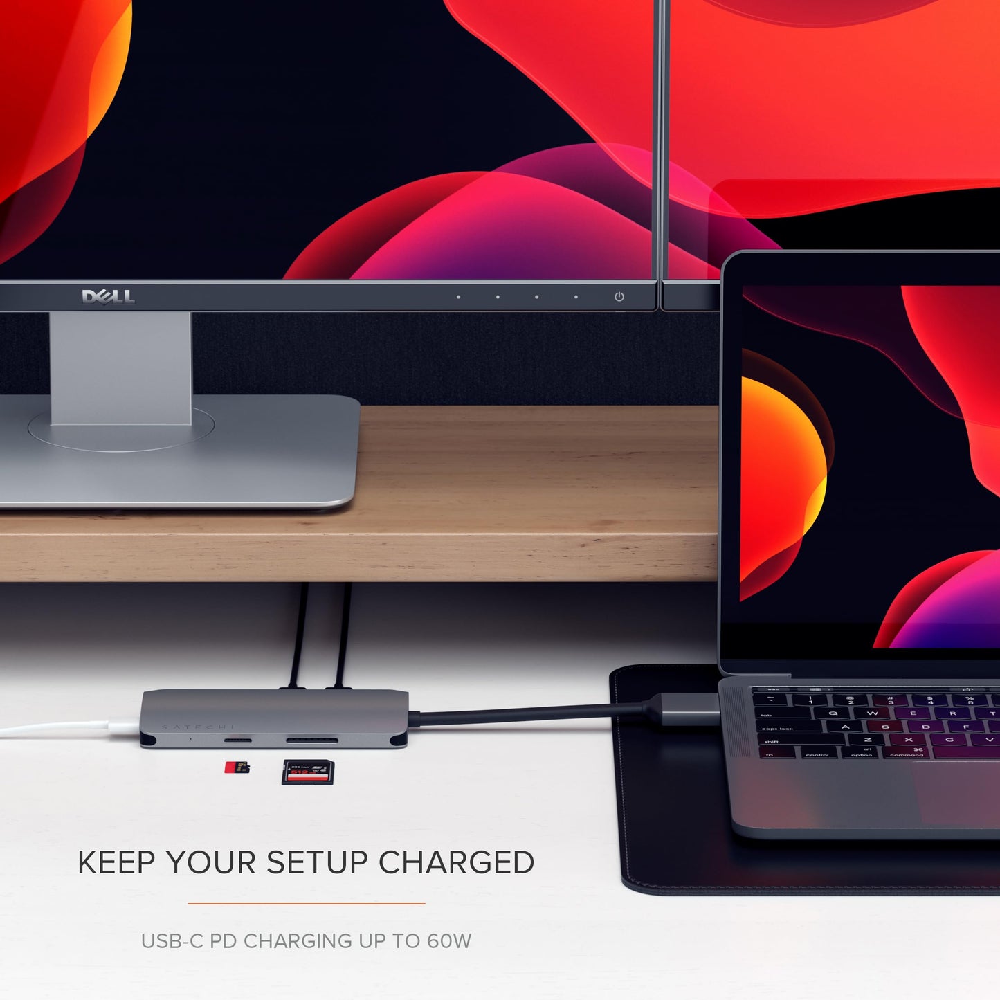 SATECHI Adaptador USB C Doble Multimedia Tipo-C con HDMI 4K, USB-C PD, Gigabit Ethernet, Lector de Tarjetas MicroSD, USB 3.0 - para M2/ M1 MacBook Pro/Air (Gris Espacial)