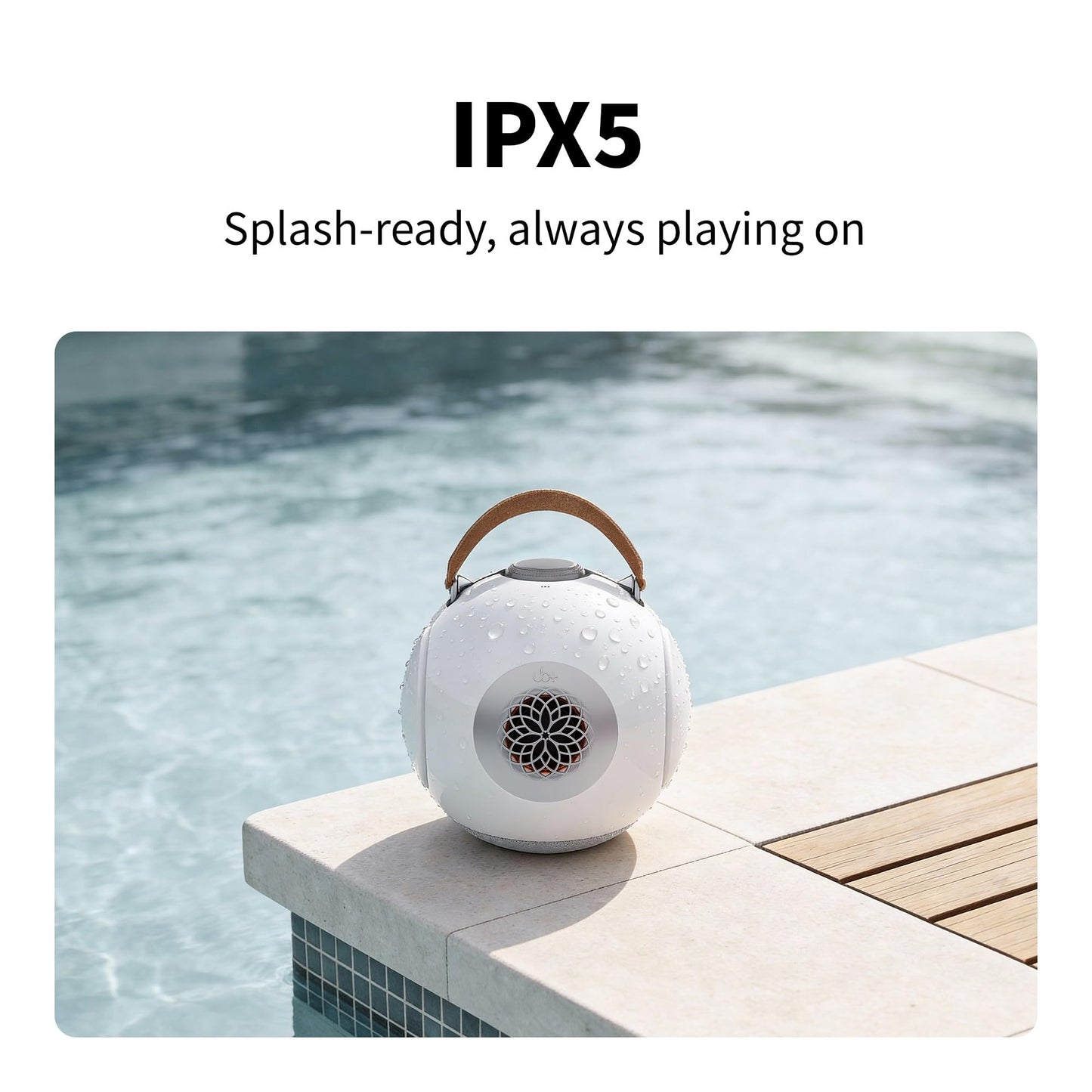 UB+ dB1 - Altavoz Bluetooth impermeable blanco | Altavoces portátiles con sonido Hi-Fi de 40 W, graves profundos, 20 horas de reproducción, resistente al agua IPX5 y TWS (blanco brillante)