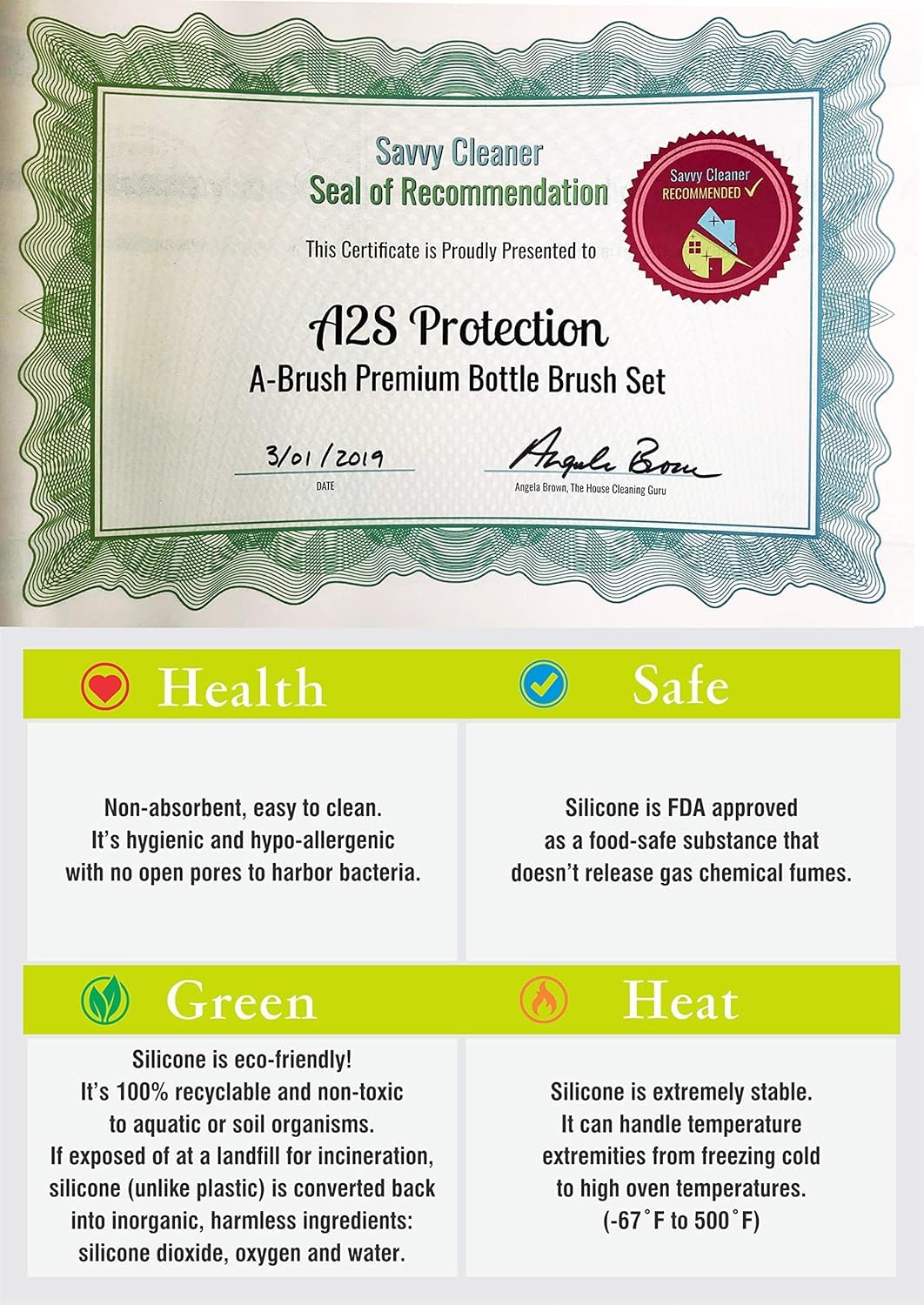 A-Brush - Cepillo para Polvo Limpiador de Botellas de Silicona sin BPA, Mango Largo, Ideal para Botellas de Agua de Vidrio y plástico, para Botellas de Agua (Juego de 3 Piezas de Color Morado Claro)