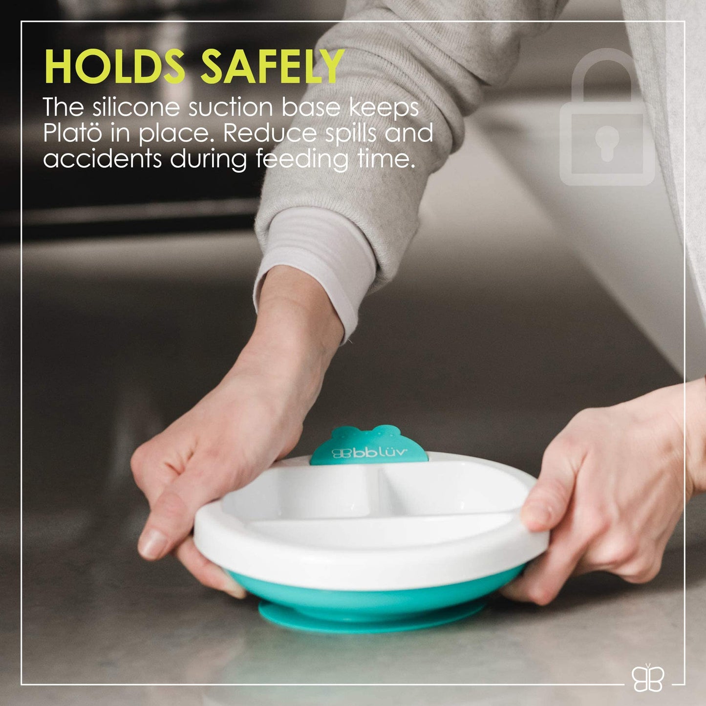 bblüv Plato Warm Feeding Plate for Baby, Aqua