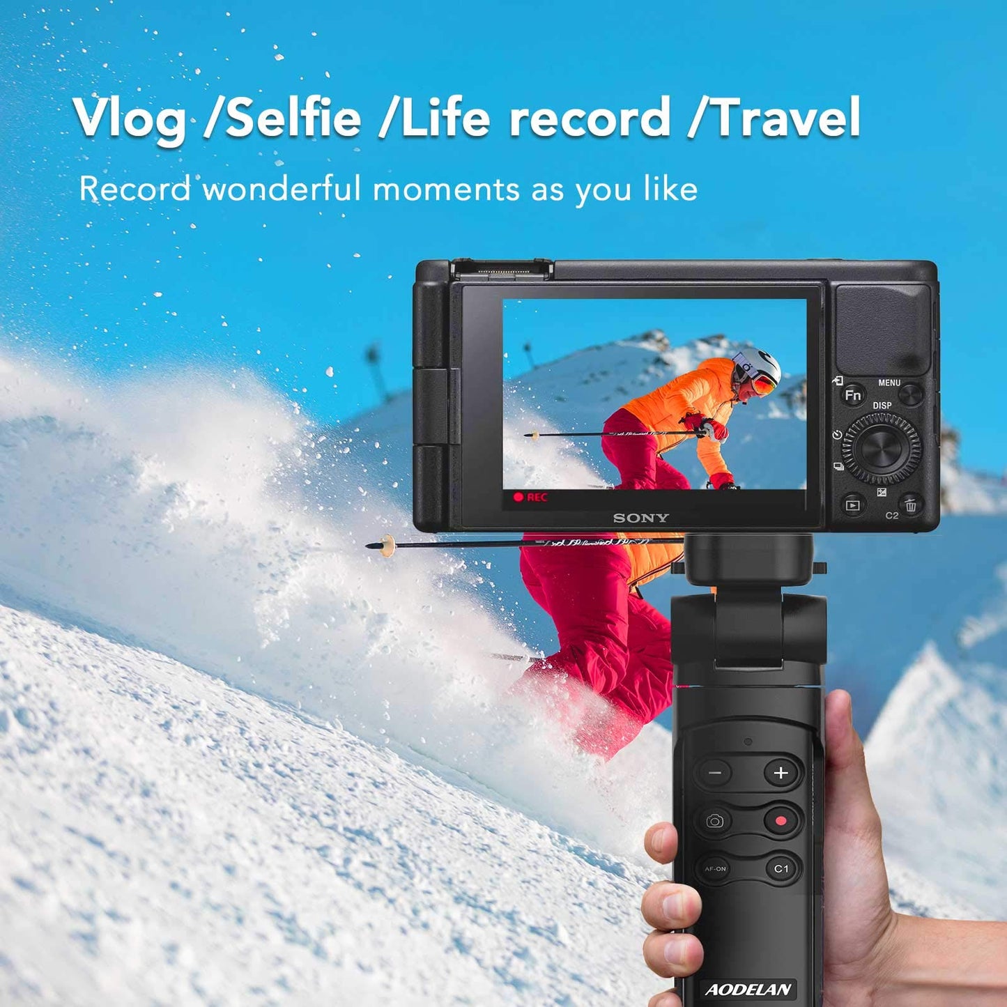 AODELAN - Trípode inalámbrico con control remoto para Vlogging, para Sony ZV-E10, ZV-1F, ZV-E10 II, a6100, a6400, a6600, a7 III, a7R III, a7R IV, a9, a9 II, reemplazar Sony GP-VPT2BT