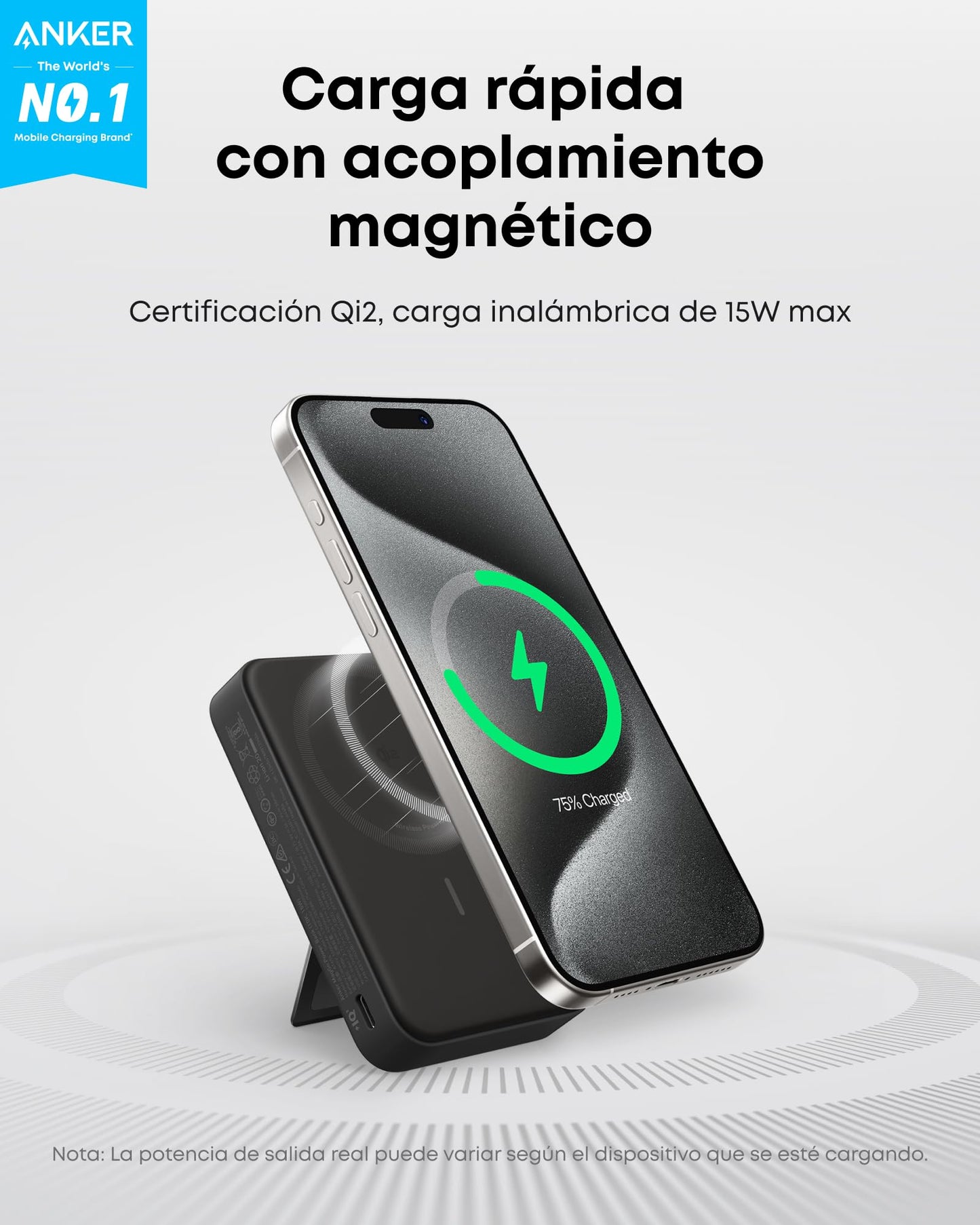 Powerbank Anker MagGo Certificado Qi2 Ultra Rápida 15W MagSafe 10000mAh Pantalla Inteligente Soporte Plegable para iPhone 15/14/13/12