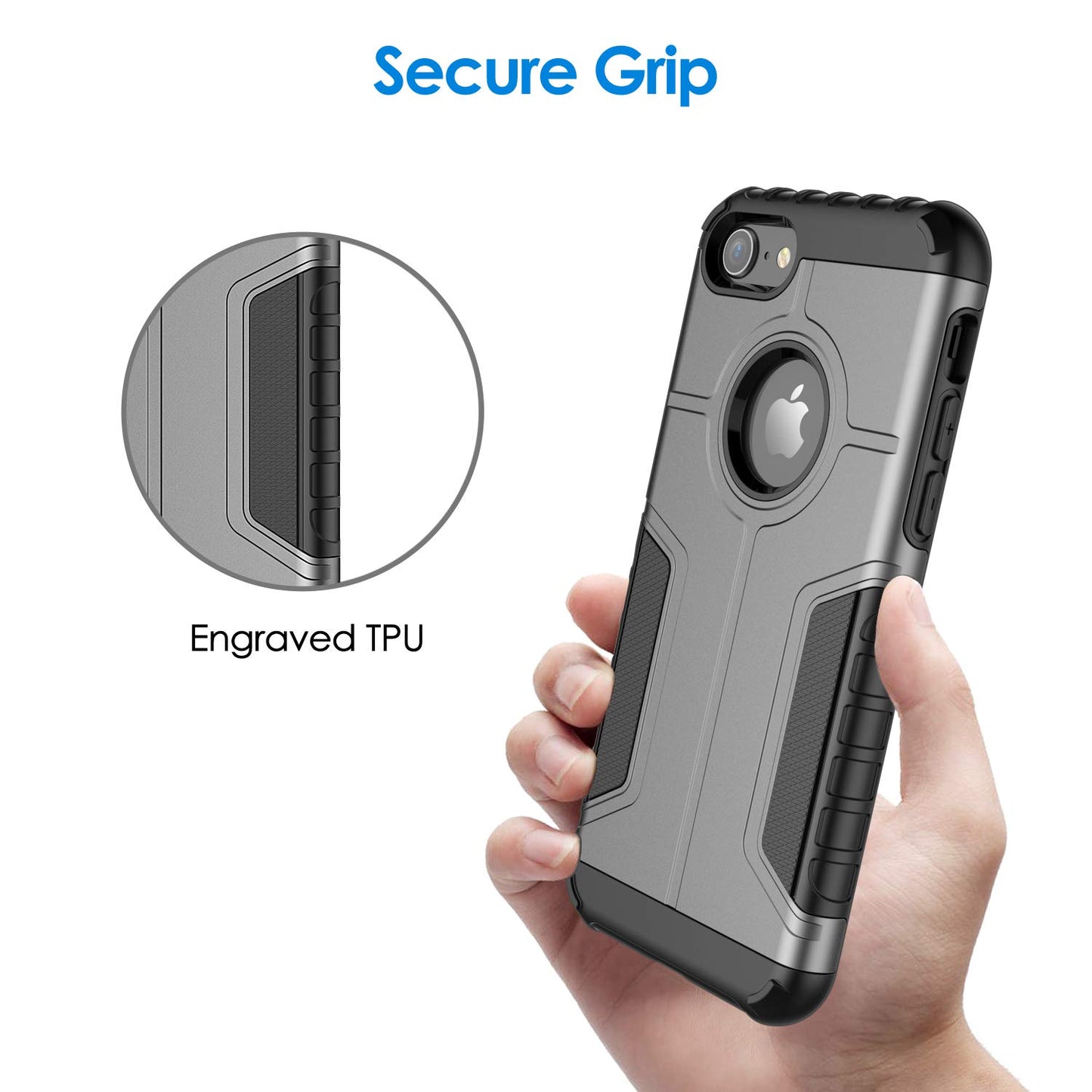 JETech Funda para iPhone 8 y iPhone 7, Carcasa Protectora de Doble Capa Absorción de Choque (Plata)