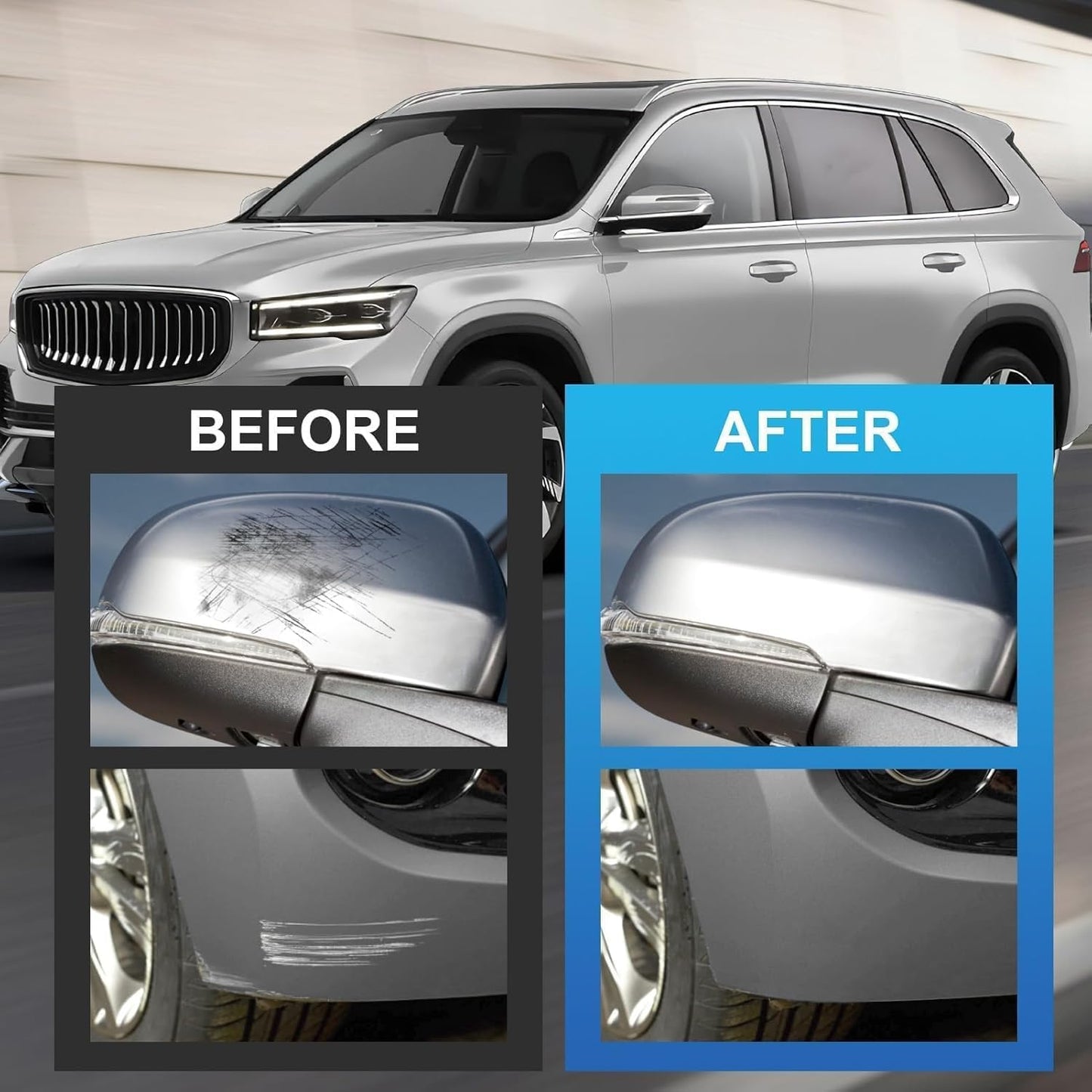 Car Scratch Remover Pen,POKYGO 3 PCS Bolígrafo Reparador, Pintura Retoque Automotriz, Restaurador de Pintura Automotriz, Lápiz de Pintura para Coche para Arañazos Menores,Cuidado del Coche (Plateado)