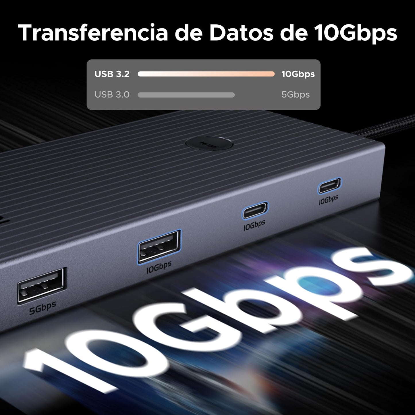 Adaptador USB C Multipuerto UGREEN Revodok Pro Gris con HDMI 4K para MacBook e iPad