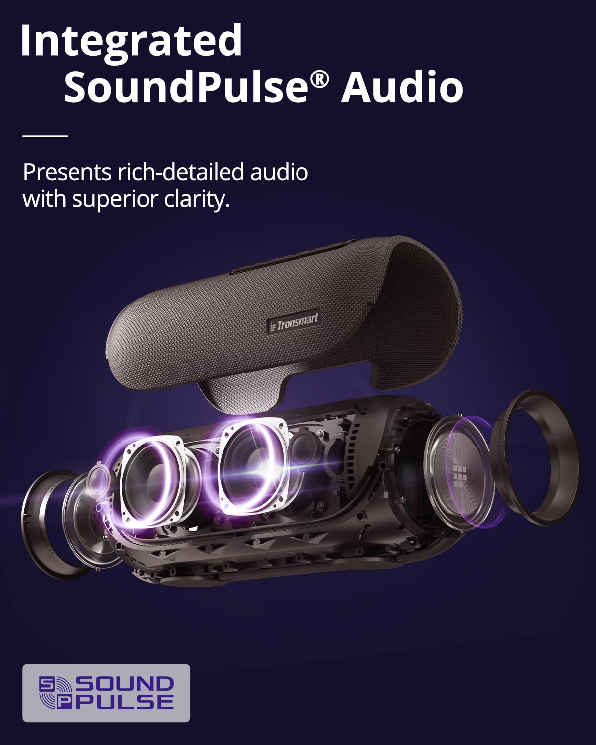 Tronsmart Bang Altavoces Bluetooth de 60W con subwoofer Versión actualizada, IPX6 Resistente al Agua, Altavoz Luces LED a Color, 15 hrs de reproducción Bocina para Fiesta con asa