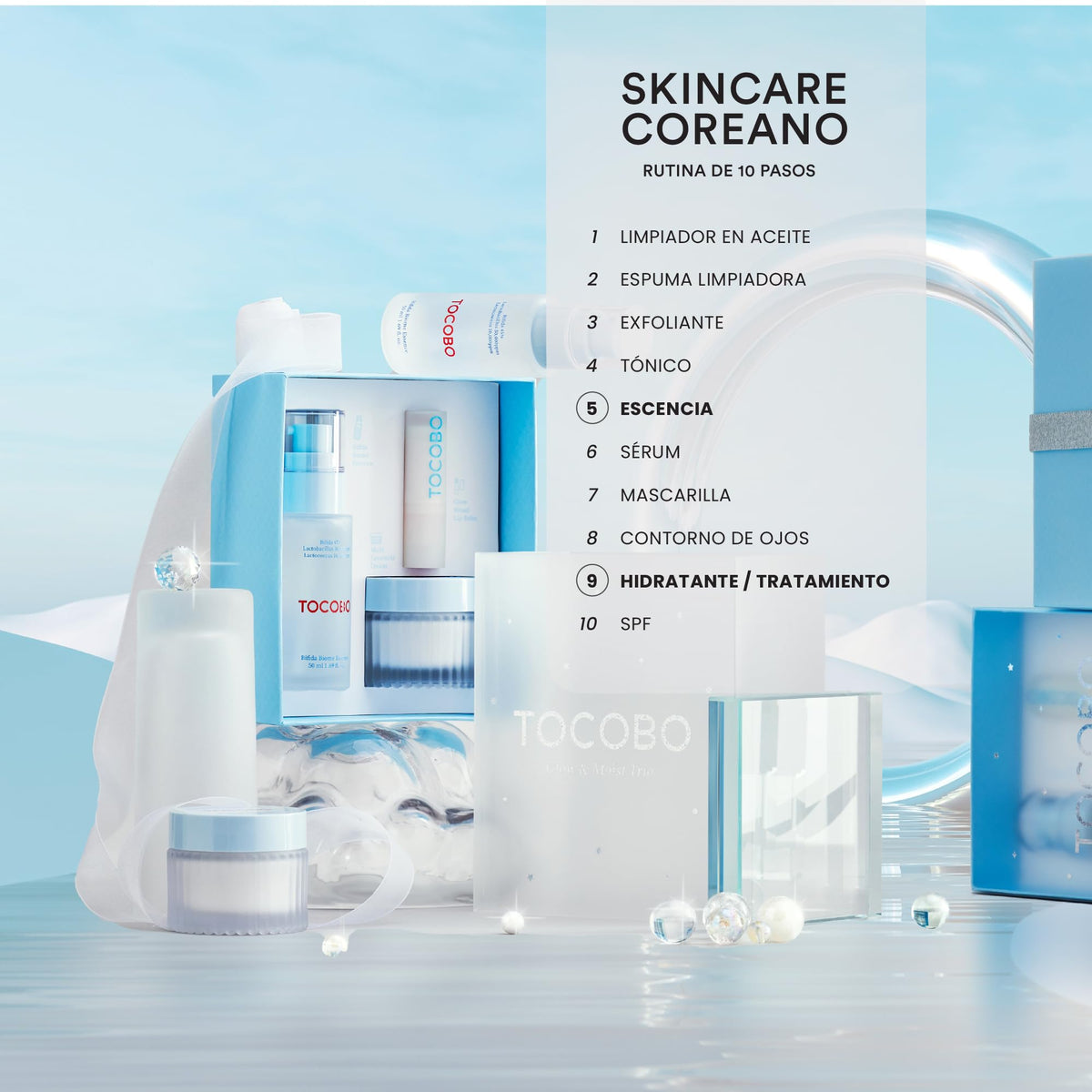 Kit de Cuidado Facial TOCOBO Glow & Moist Trio para Hidratar e Iluminar la Piel Coreana