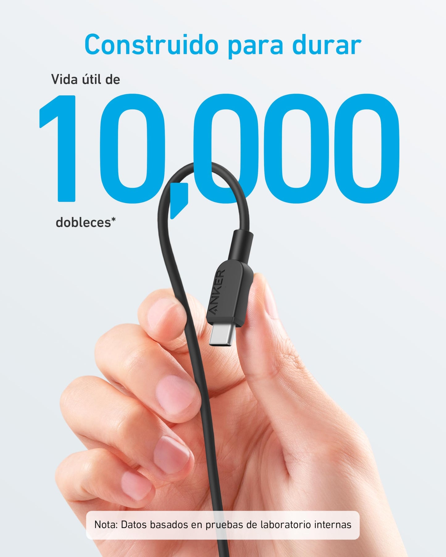 Cable USB C Anker Blanco 6 Pies de Carga Rápida para iPhone y Samsung