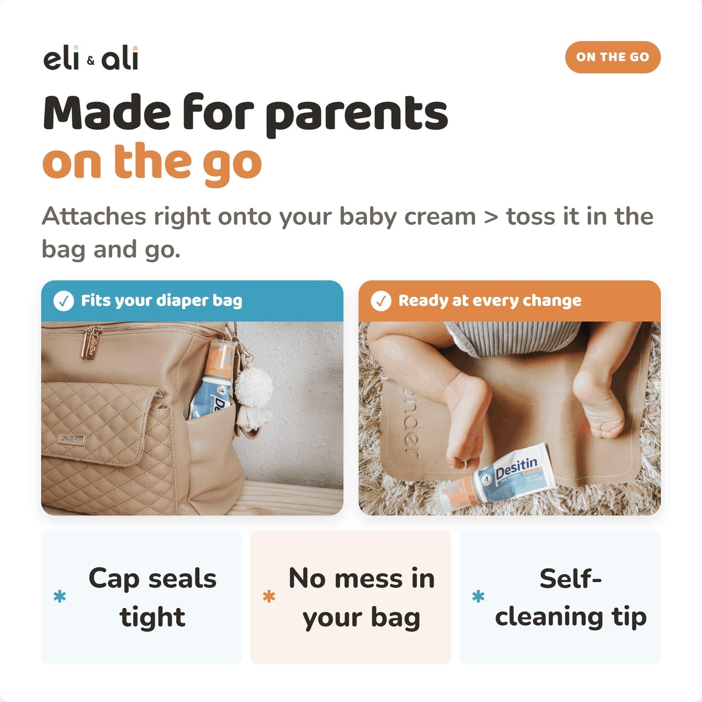 Eli & Ali Tush Swiper - Diaper Rash Cream & Butt Paste Applicator - Fits Most Diaper Creams | Mess-Free & Hygienic Alternative to Cream Spatula - Carry Less Baby Gear - Pink, 2 Pack