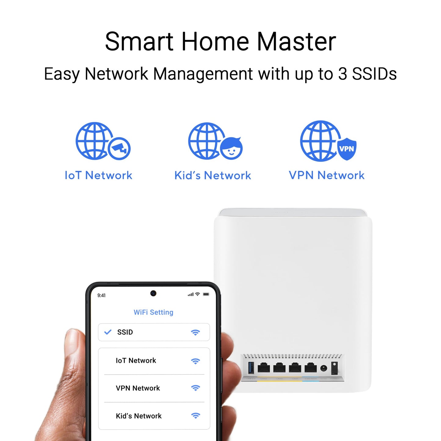 ASUS ZenWiFi BT6 Tri-Band WiFi 7 Mesh, 9.4 Gbps, 7600 pies Cuadrados (3 Unidades), Puerto WAN 2.5G, Seguridad y Controles parentales incluidos, Smart Home Master SSID, 4G y 5G Mobile Tethering- BT6