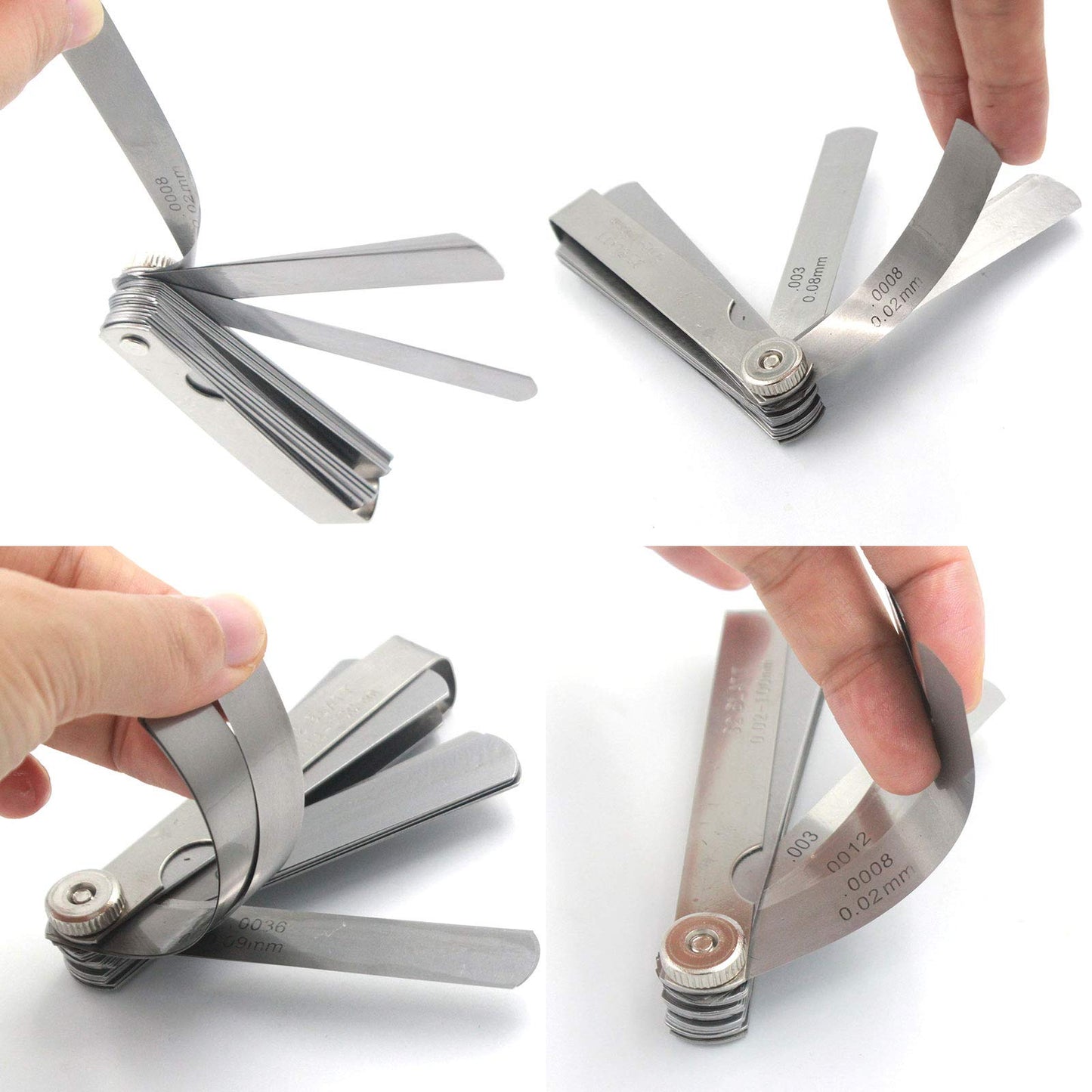 Calibre de acero inoxidable, calibre universal estándar SAE y válvula de compensación métrica, calibre de espesor, herramienta de hoja de 32 piezas para medir anchura/grosor de espacio