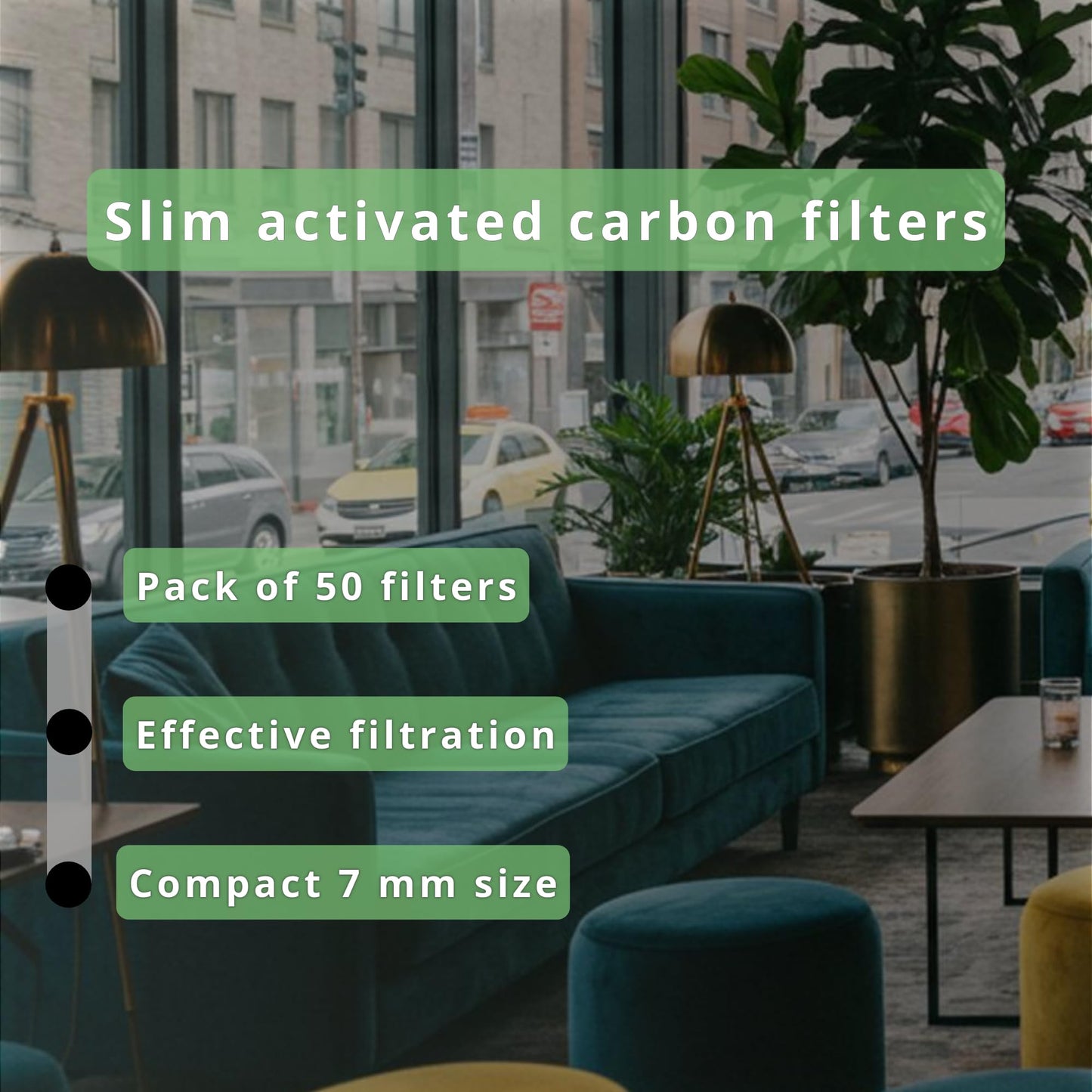 ActiTube Slim - Filtro de carbón activo (7 mm, 50 unidades)