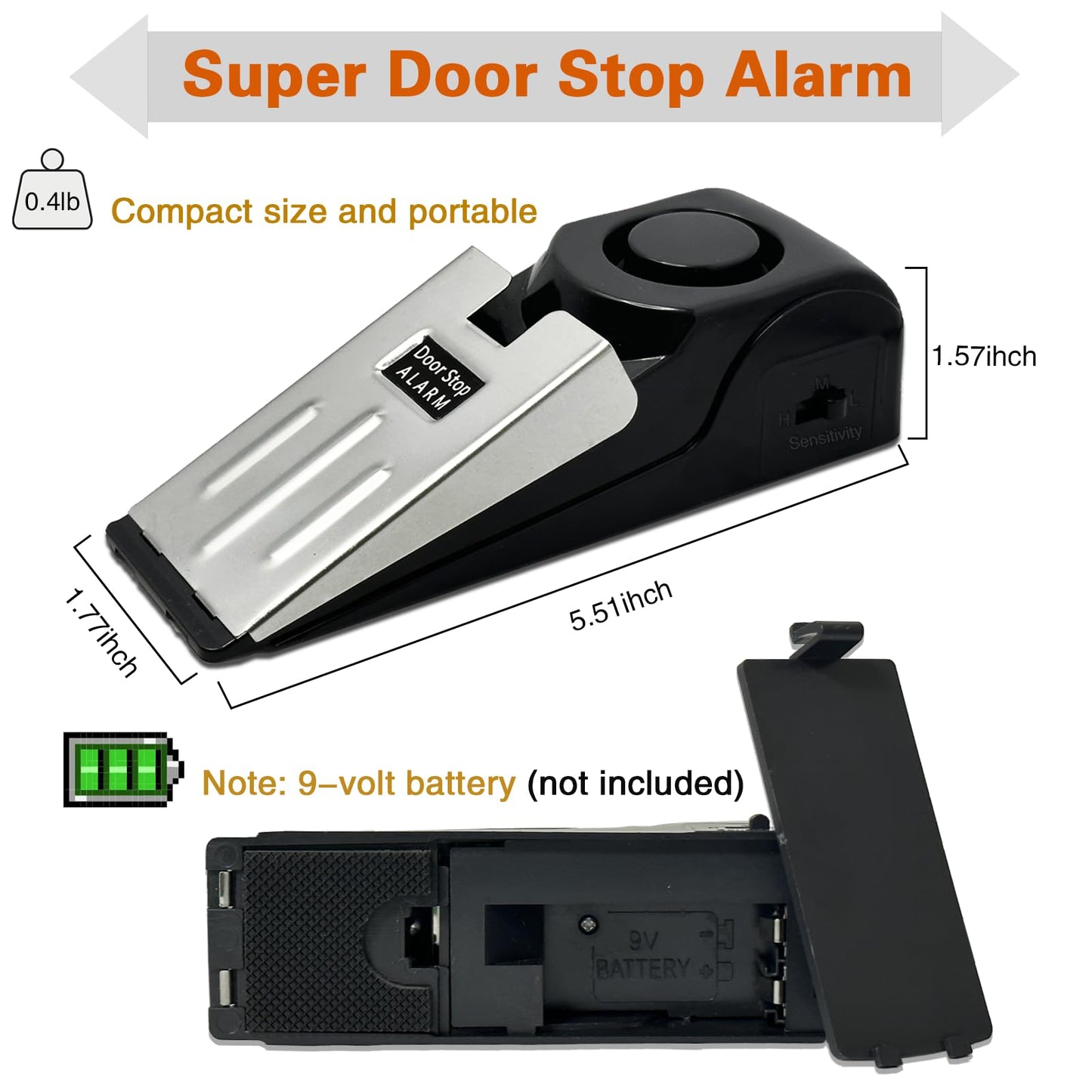 Alarmas Portátiles de Tope con Alarma de Seguridad de 120 dB para Puertas de Viaje