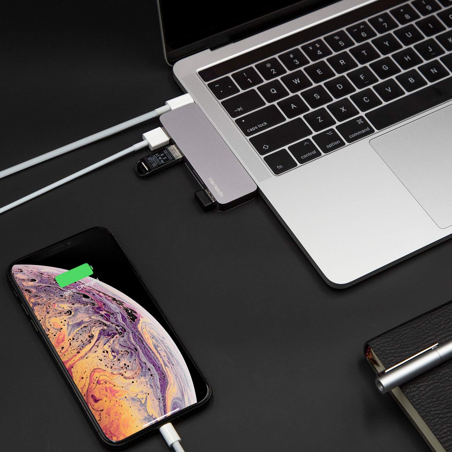 Adaptador USB C Hub Tipo C con 3 Puertos USB 3.0 y Lector de Tarjeta SD/TF Compatible con MacBook, MacBook Pro, MacBook Air, Dell, Asus, Huawei, Microsoft Surface