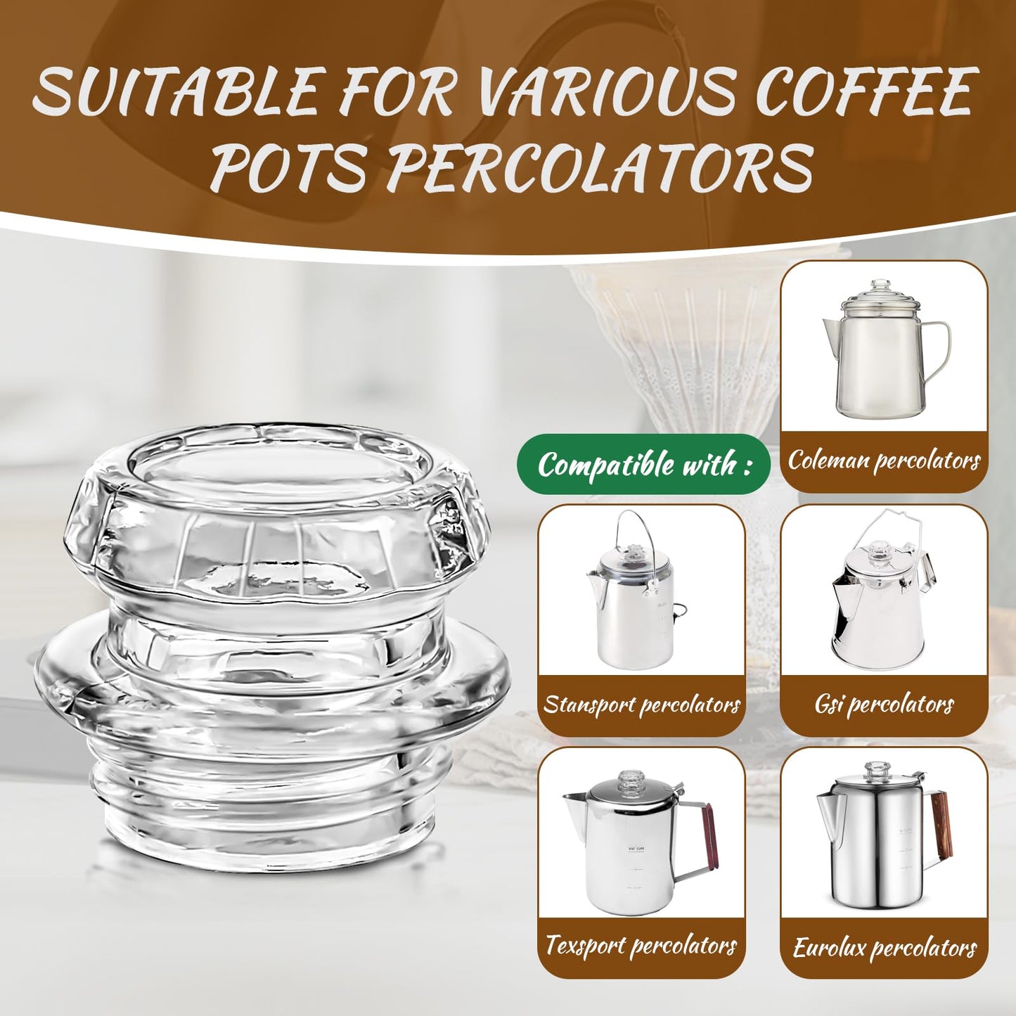 Ahuliao Percolador de café - Perculador de vidrio de repuesto para Coleman, Gsi, Eurolux, Stansport, Texsport - Filtro de café (4 unidades)