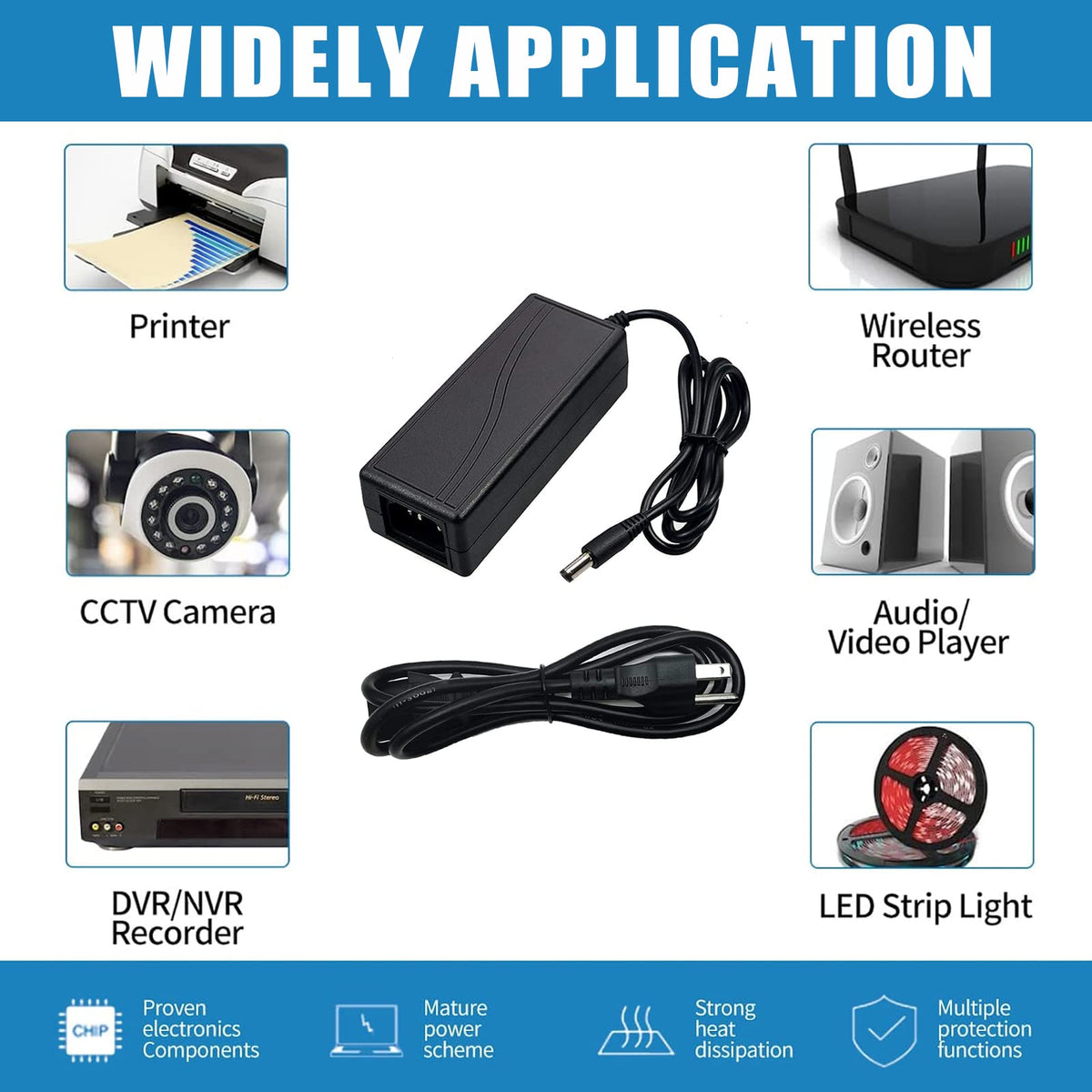 Adaptador de Alimentación Meiyue Negro 12V 6A para Luces de Barra LED