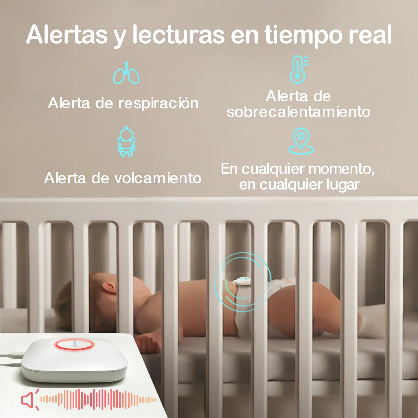 Monitor de Bebés Sense-U Larga Distancia con Alerta para Monitoreo de Respiración y Temperatura