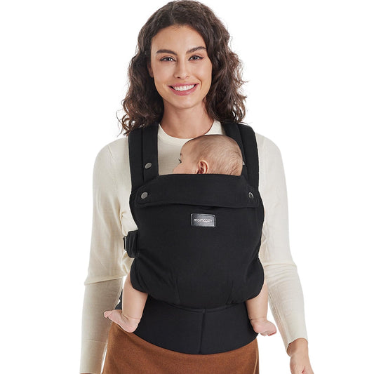 Portabebés Momcozy Negro Ergonómico y Ligero con Apoyo Lumbar para Padres