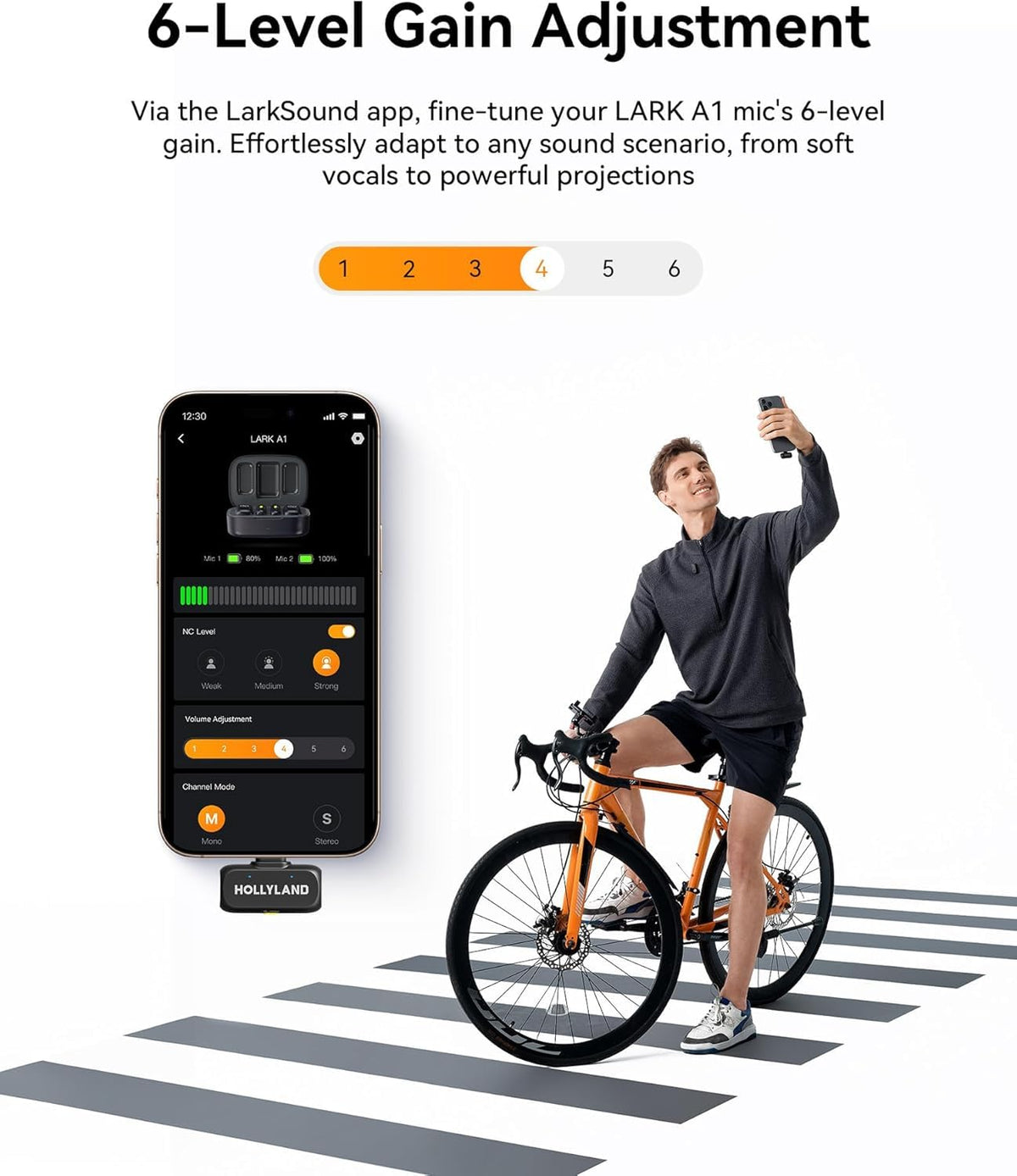 Micrófono Inalámbrico Hollyland Lark A1 Mini Duo Blanco con Cancelación de Ruido para Teléfonos Inteligentes USB-C