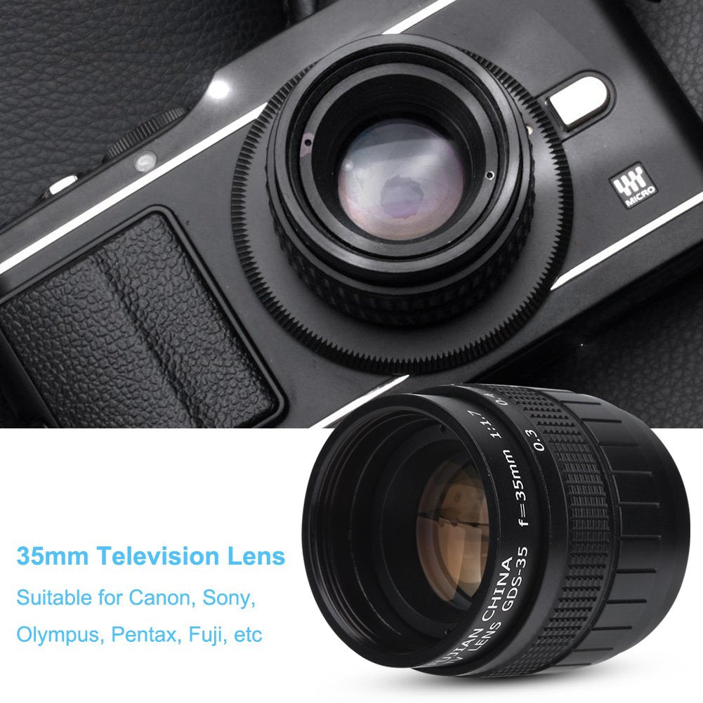 Lente de cámara 35 mm f/1.7 Circuito cerrado TV Lente de televisión Fotografía Accesorio de cámara para montura C
