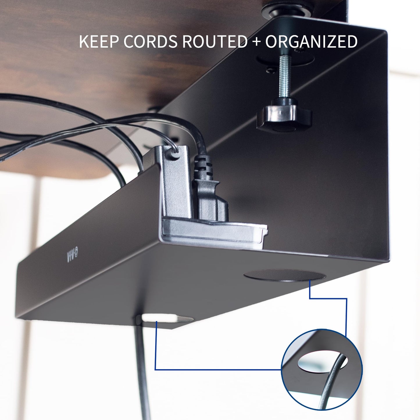 Vivo - Sistema de charola de alimentación con Abrazadera de Acero de 17 Pulgadas para Escritorio, Organizador de Cables sin gestión de Taladro, enrutamiento de Cables fácil, Negro, DESK-CM6L-B