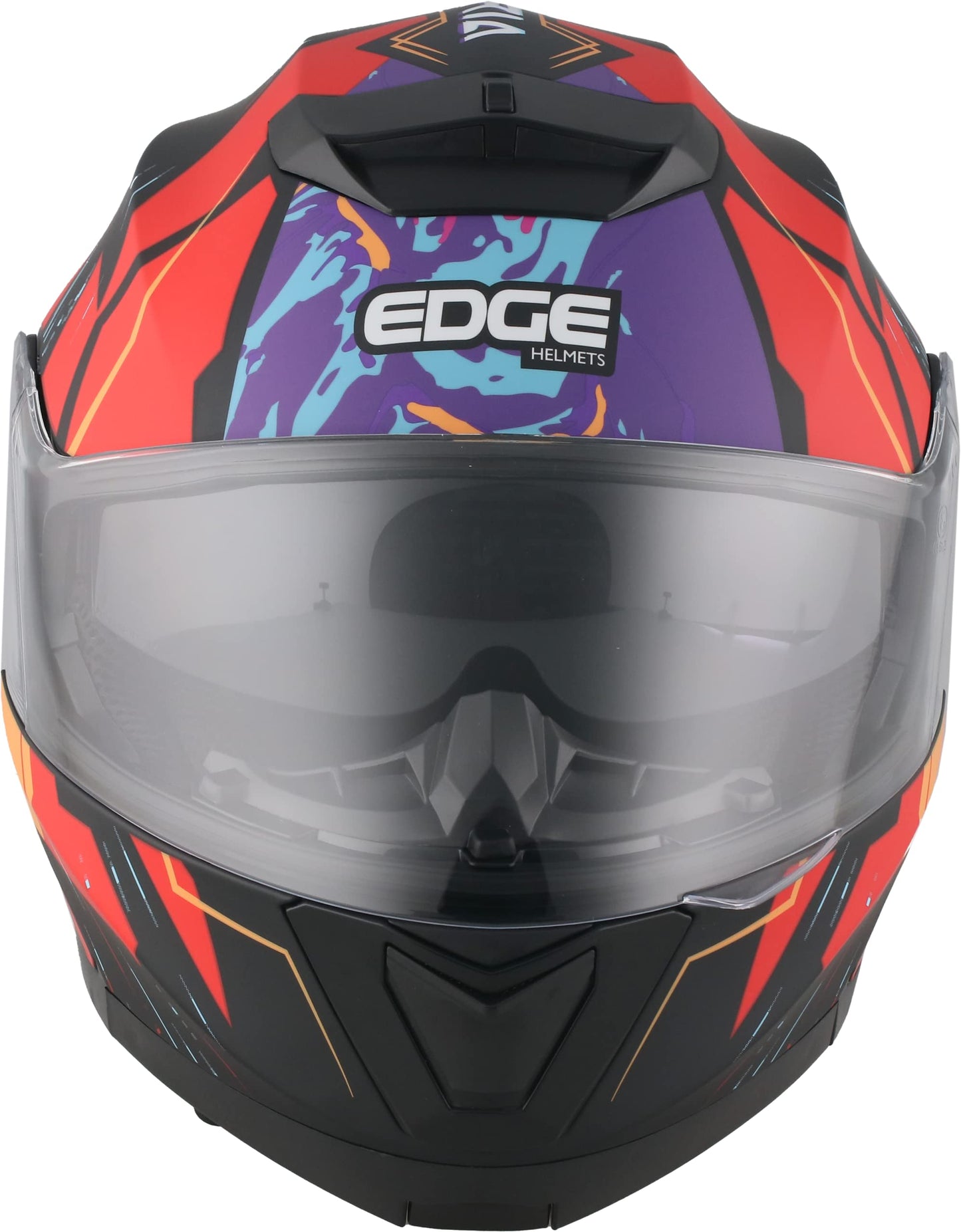 Casco Modular Motocicleta Edge Negro Rojo Visor Antivaho Doble Certificado DOT
