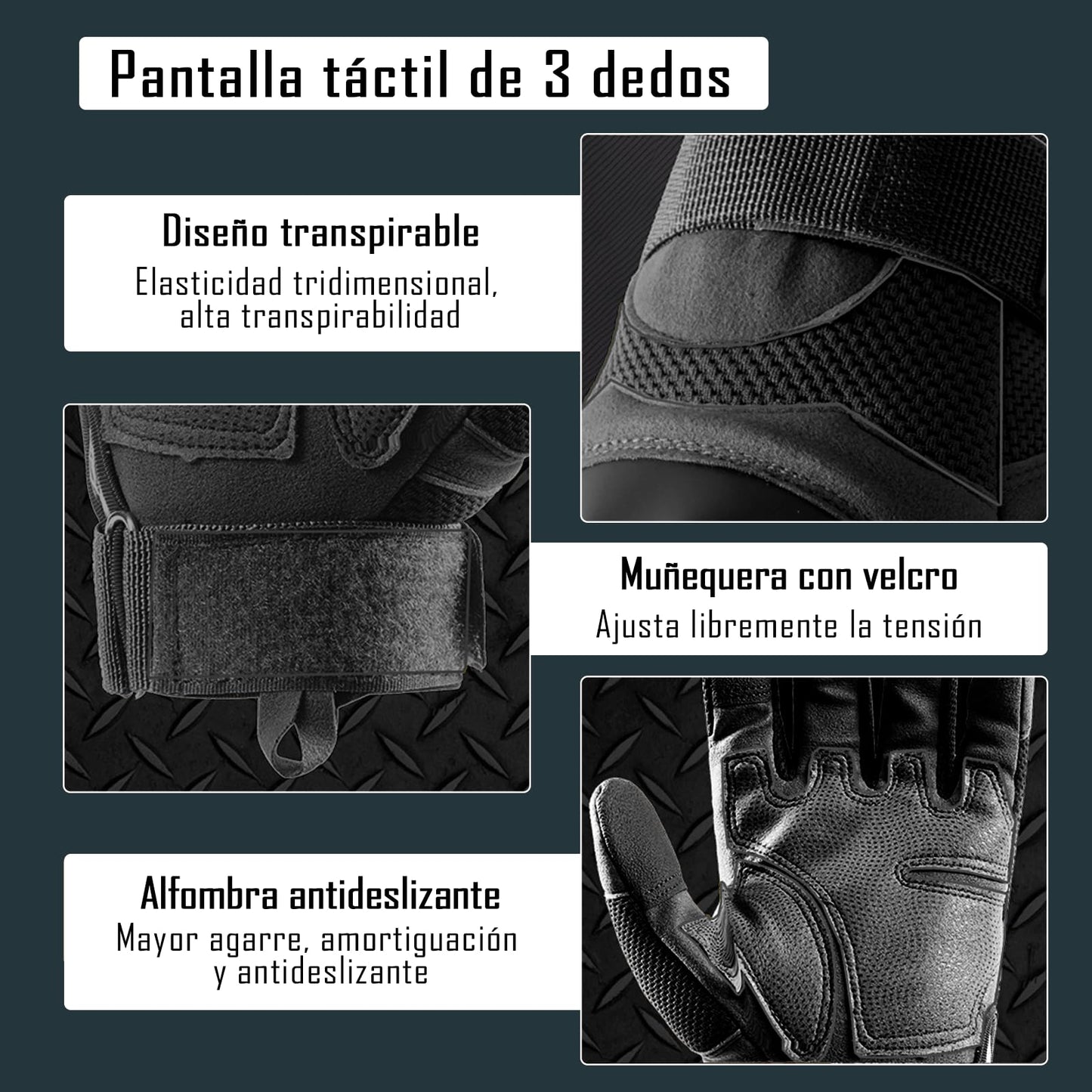 IOAGSVW Guantes de Moto Pantalla Táctil, Antideslizantes de Guantes Tácticos para Hombres, Protección de Nudillos y Dedos Táctiles, para Ciclismo, Motocicleta, Escalada, Senderismo (Negro, Medium)