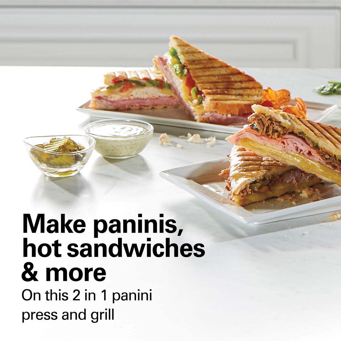 Hamilton Beach (25410) Panini Press, Sandwich Maker & Grill, Electric, 95Cooking Surface, Stainless Steel