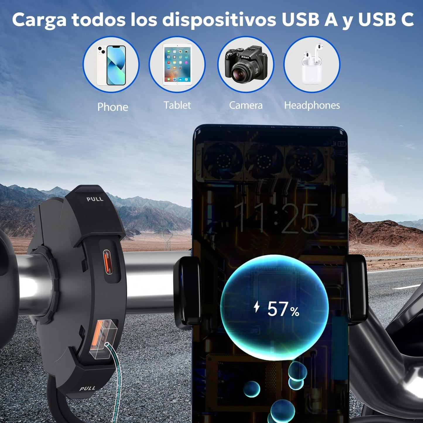 CYMUM - Cargador USB de teléfono para Motocicleta, USB Tipo c 30W PD Carga rápida 3.0 Cargador USB para Motocicleta Instalar en el Manillar