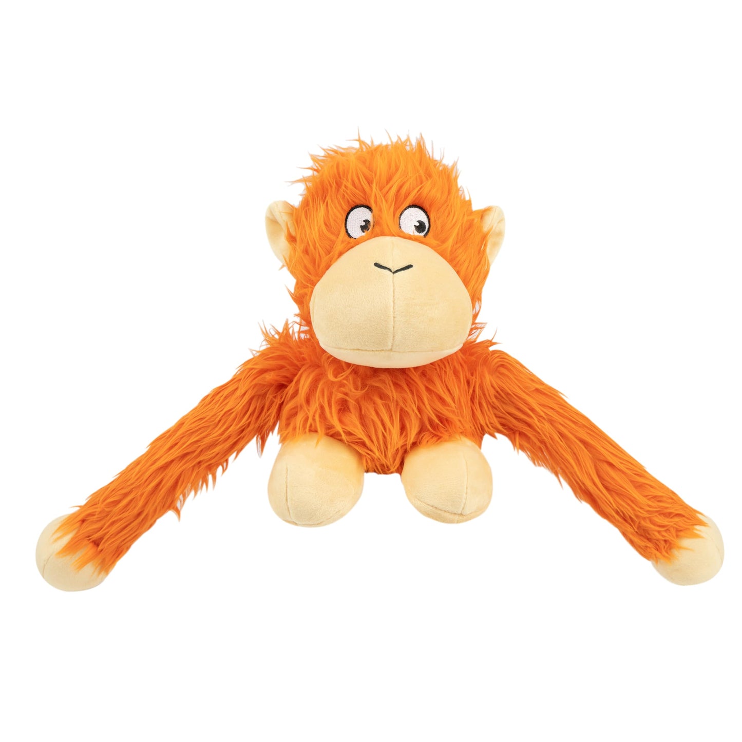Best Pet Supplies O-Hug-Atan - Juguete Interactivo de Peluche chirriante para Cachorros o Perros de Raza pequeña y Mediana - O-Hug-Atan (Naranja)