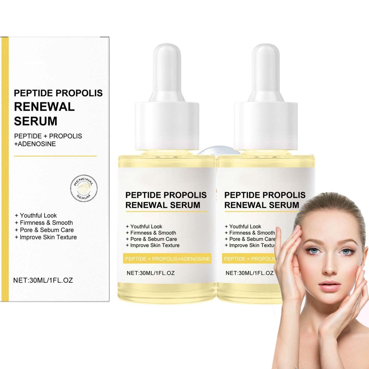 Peptide Propolis Serum,Peptide Propolis Serum Wrinkles Fine Lines Aging Skin, Anti-Aging Face Serum with Peptide Threads to Minimize Wrinkles and Improve Firmness (2PCS)