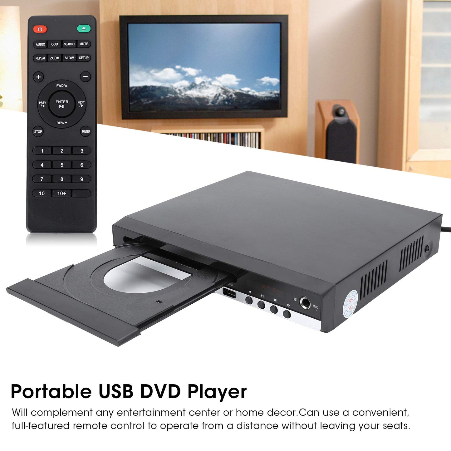 Reproductor de DVD Multimedia S erounder Negro con Salida 1080P y USB para Entretenimiento en el Hogar