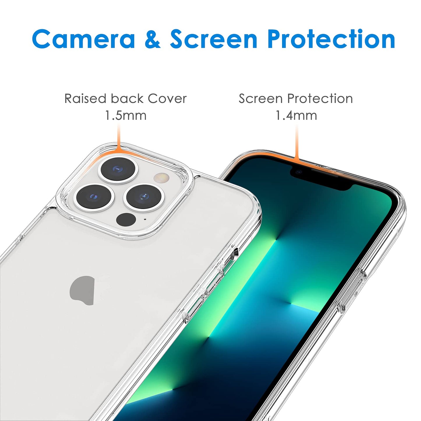 JETech Funda para iPhone 13 Pro 6.1 Pulgadas, Anti-Amarillo Antigolpes Protectora Carcasa, Antiarañazos PC Duro Respaldo (HD Clara)