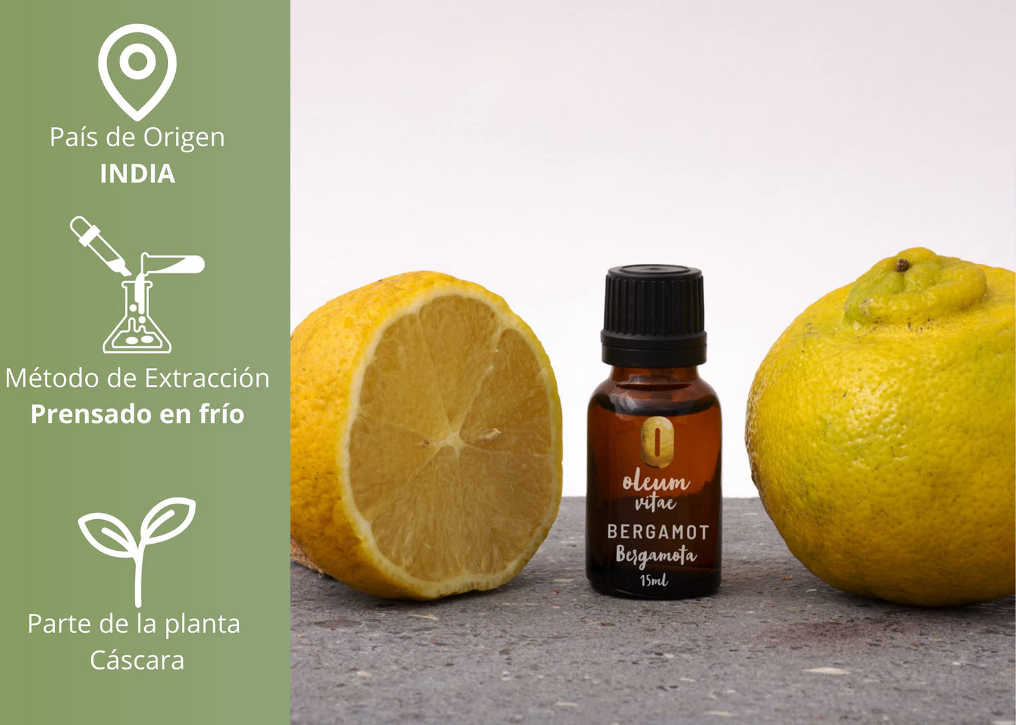 Aceite Esencial OLEUM VITAE Bergamota 100% Puro Orgánico 15 ml Certificado UK Hecho en India