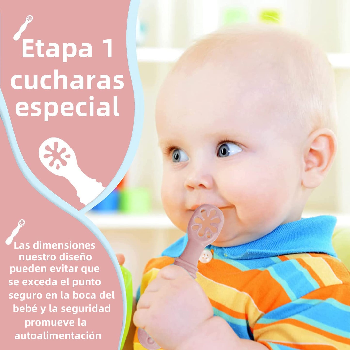 LEIDSANY Cucharas para bebe, cucharas de silicio para dietas de entrenamiento, silicona suave no contiene BPA, ejerce hábitos alimenticios independientes, aptos para bebe de todas etapas(Rosa)