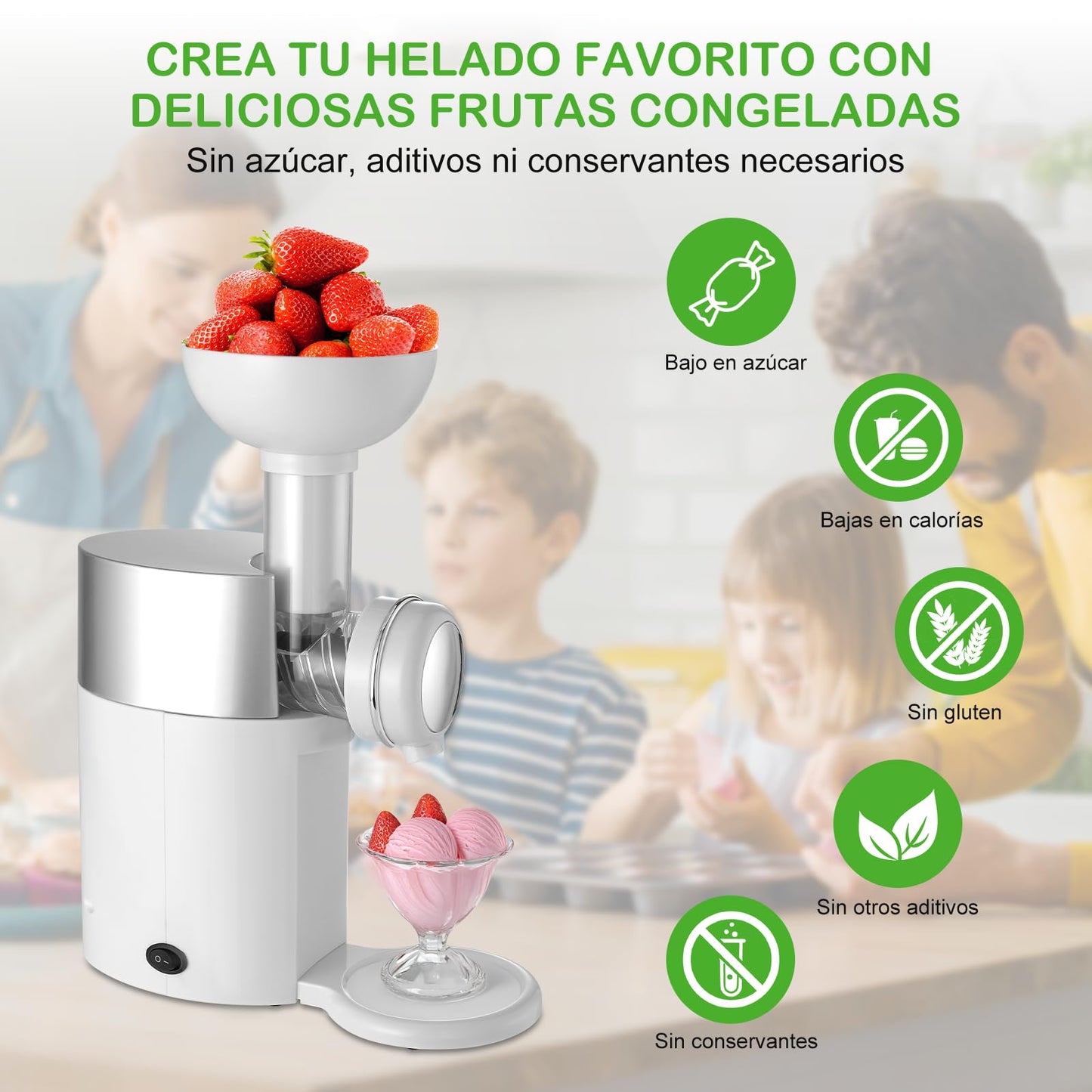 Maquina de Helados, OUDAR Maquina para Hacer Helados Electrico, Máquina de Helados con Instrucciones de Uso, Ice Cream Maker. (Blanco)