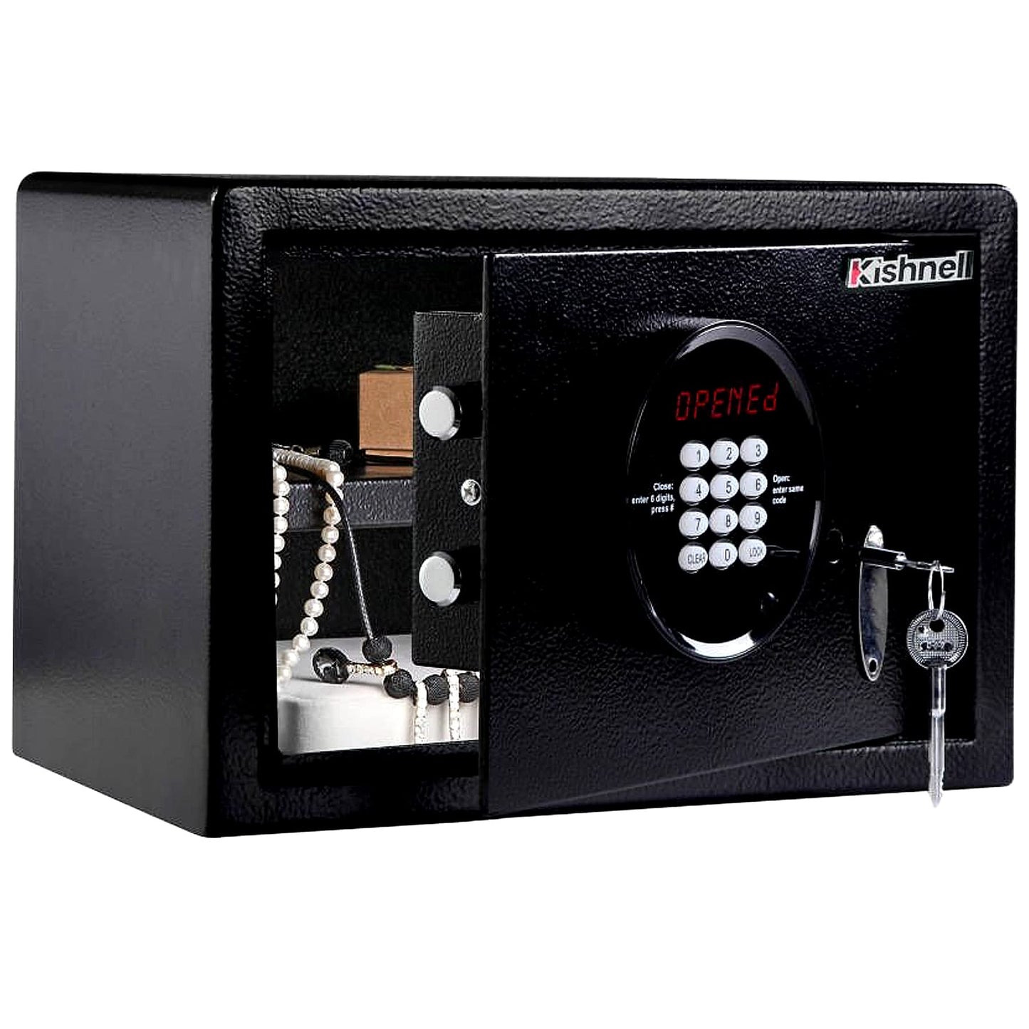 Kishnell | Caja Fuerte de Seguridad Electronica Pantalla LCD Personal Fija Metalica OficIna Hogar Hotel con Llave