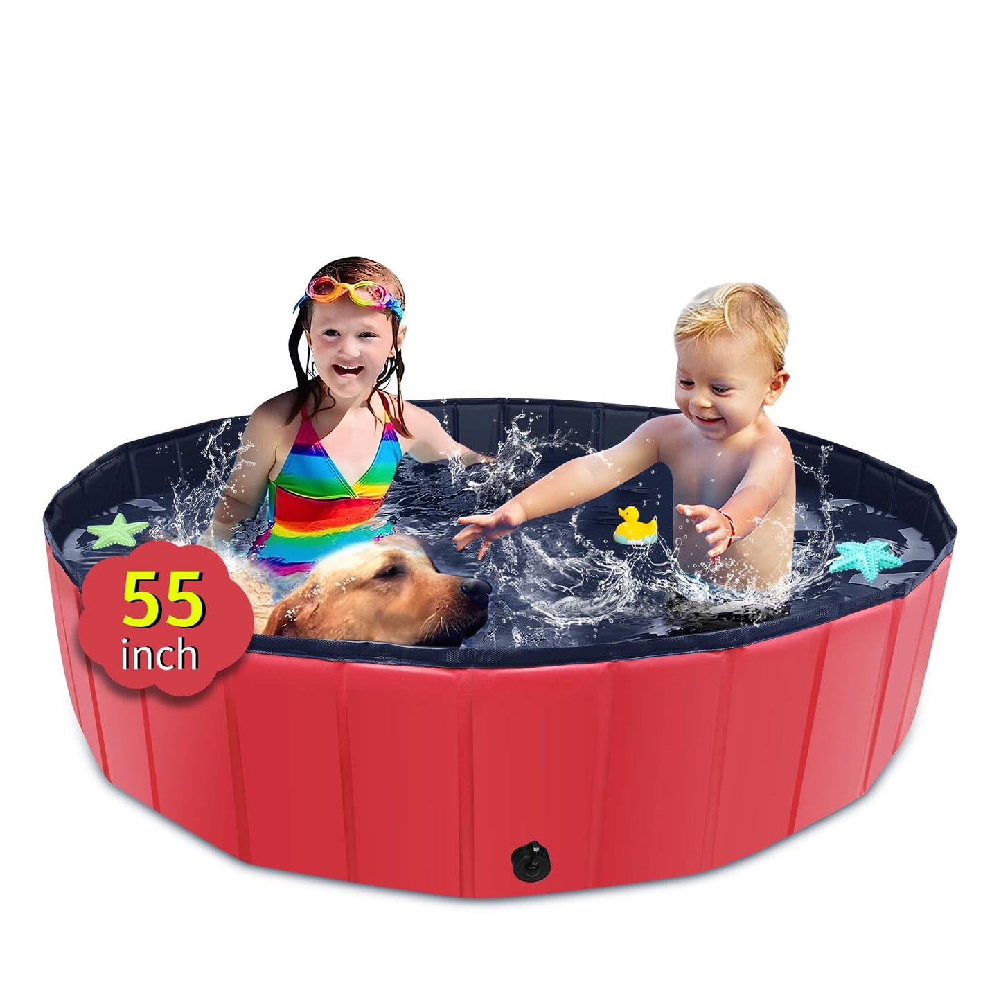 CACSPS - Piscina plegable para perros, piscina infantil de 55 x 12 pulgadas con plástico duro, tina antideslizante para patio trasero al aire última intervensión, piscina plegable para perros,