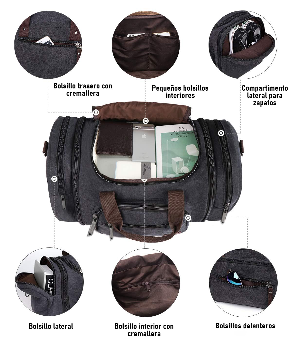Lumewave Bolsa De Lona Para Viajes,Bolsas De Viaje De Lona Expandibles Para Hombres,Gran Capacidad Bolsa Plegable De Deporte,Bolsa De Lona Para Weekender Acampar y Viajar