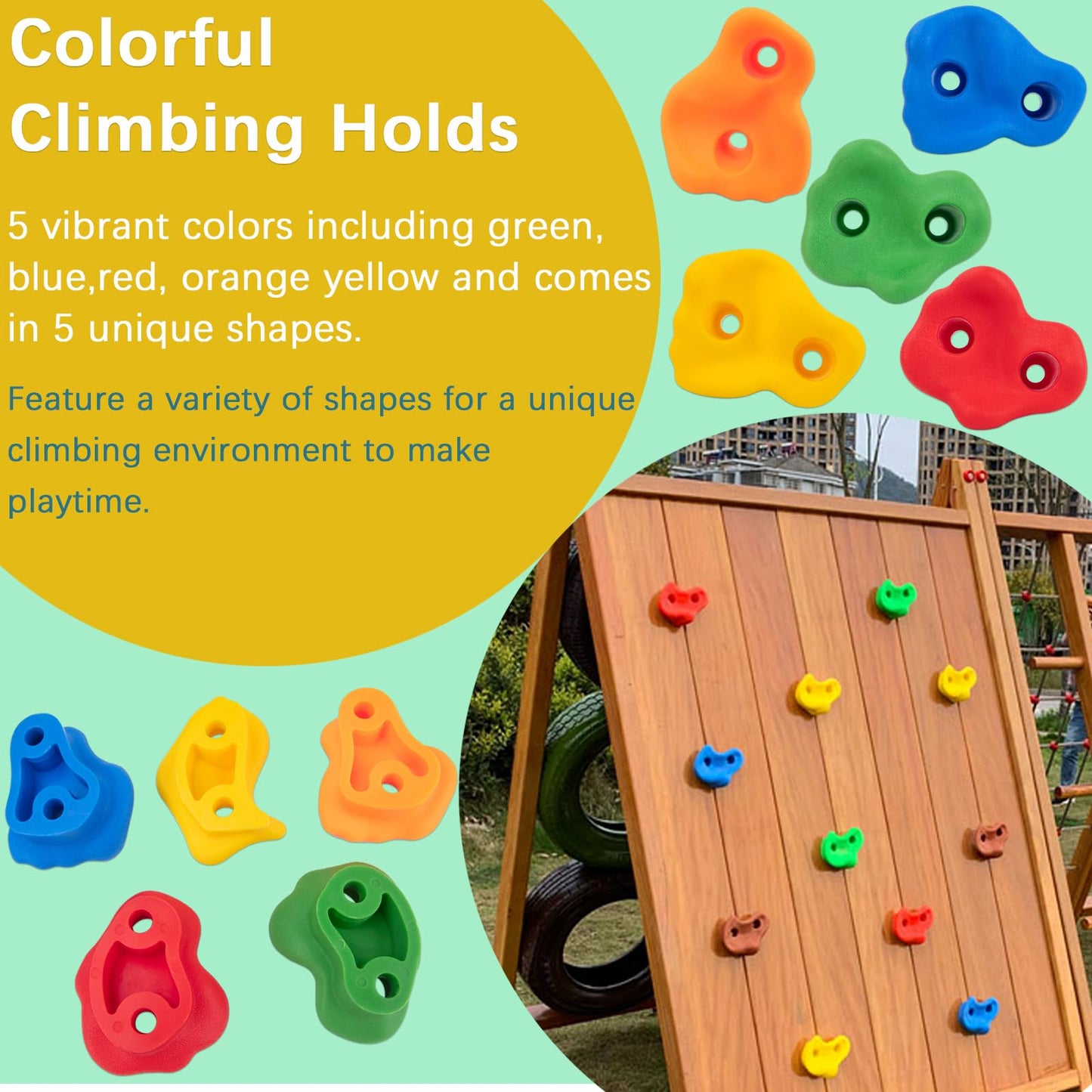 KAKO - Soportes para escalada en roca, para escalada en pared de roca, para niños, para escalada en roca para niños, para escalada en roca para niños con accesorios de montaje (25 piezas)