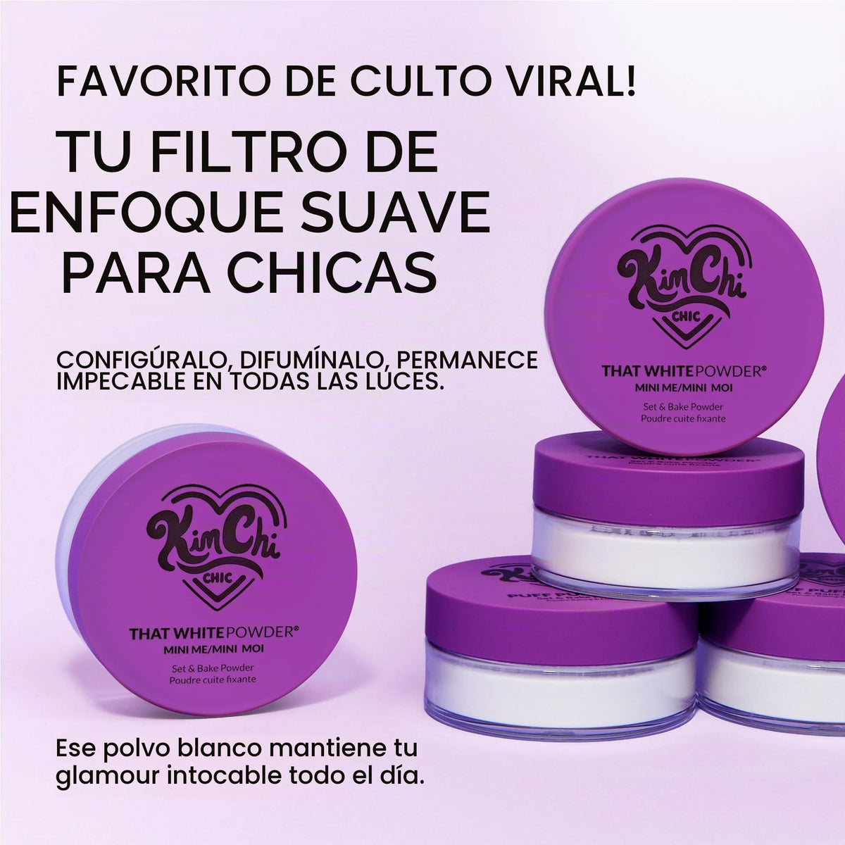 Kimchi Chic Puff Puff Pass Mini - Polvo Suelto Liviano, contiene Arroz y Vitamina E (White)
