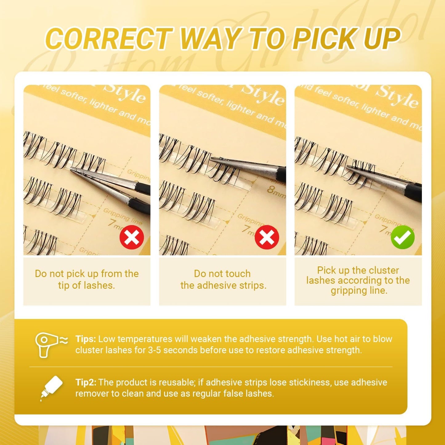 NAGARAKU Pestañas inferiores postizas 80 Pcs No Necesita Pegamento Ni Removedor Presión En Un Solo Paso Pestañas Reutilizables Prepegadas En Casa Pestañas Inferiores (BSA-02, 0.07 B Curl 5-8mm)